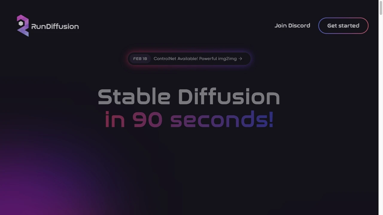 RunDiffusion website preview