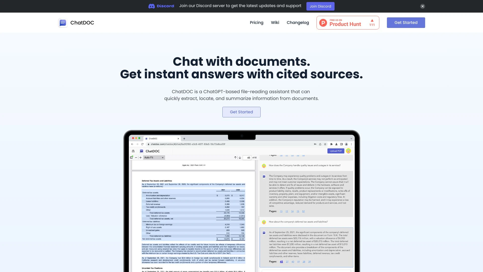 ChatDOC website preview