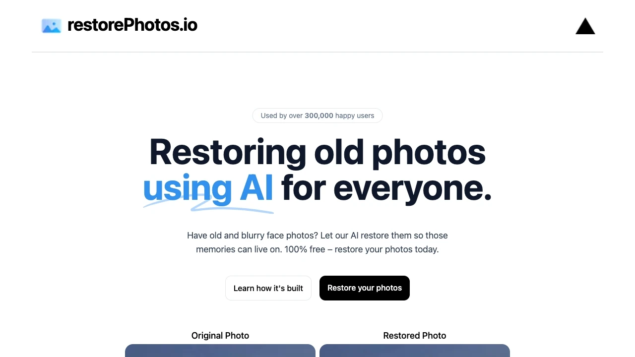 restorePhotos.io website preview