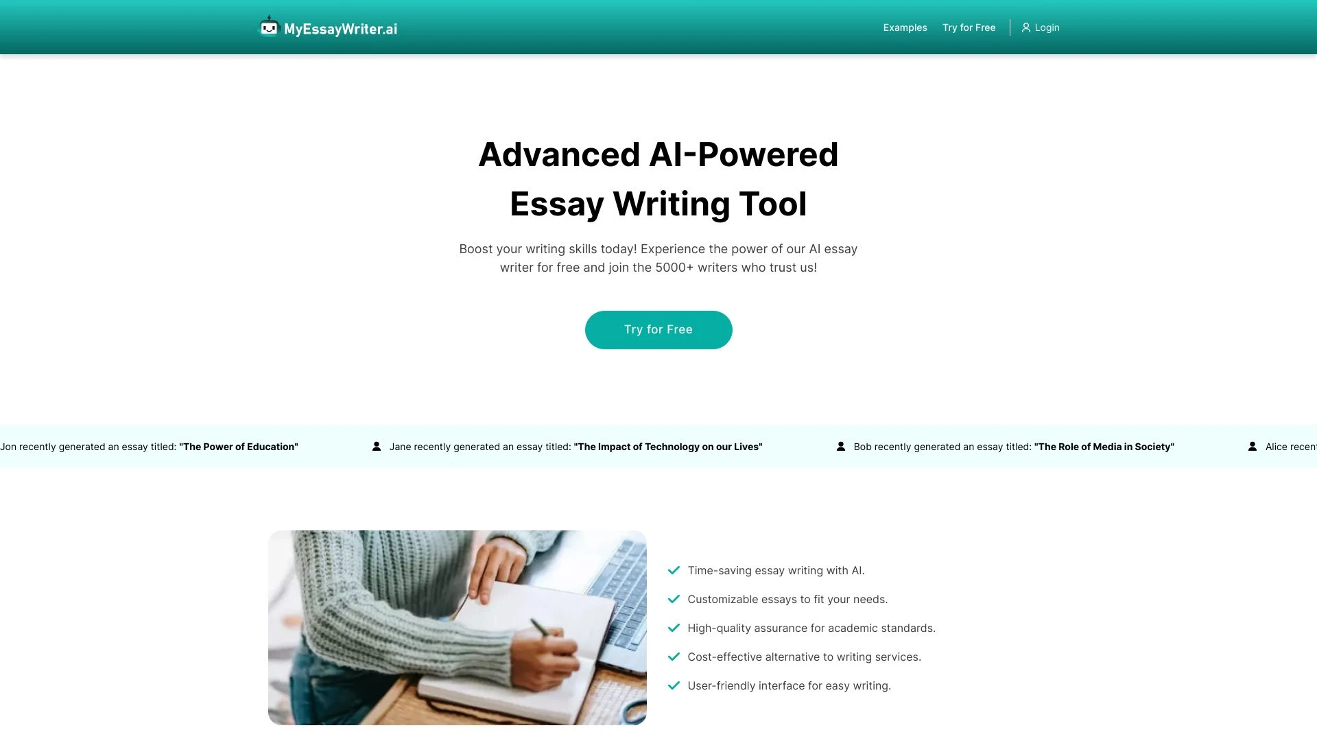 MyEssayWriter.ai website preview