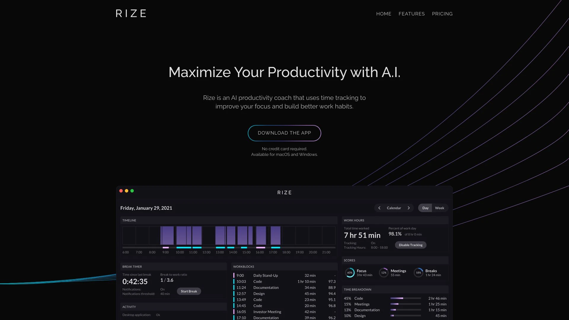 Rize website preview