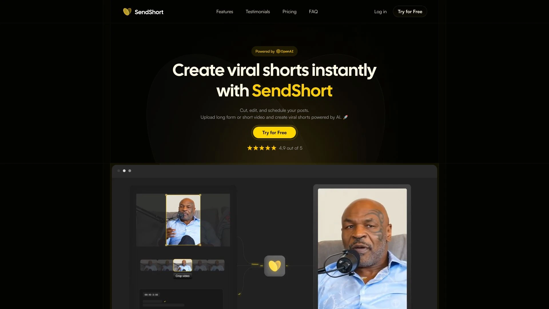 SendShort website preview