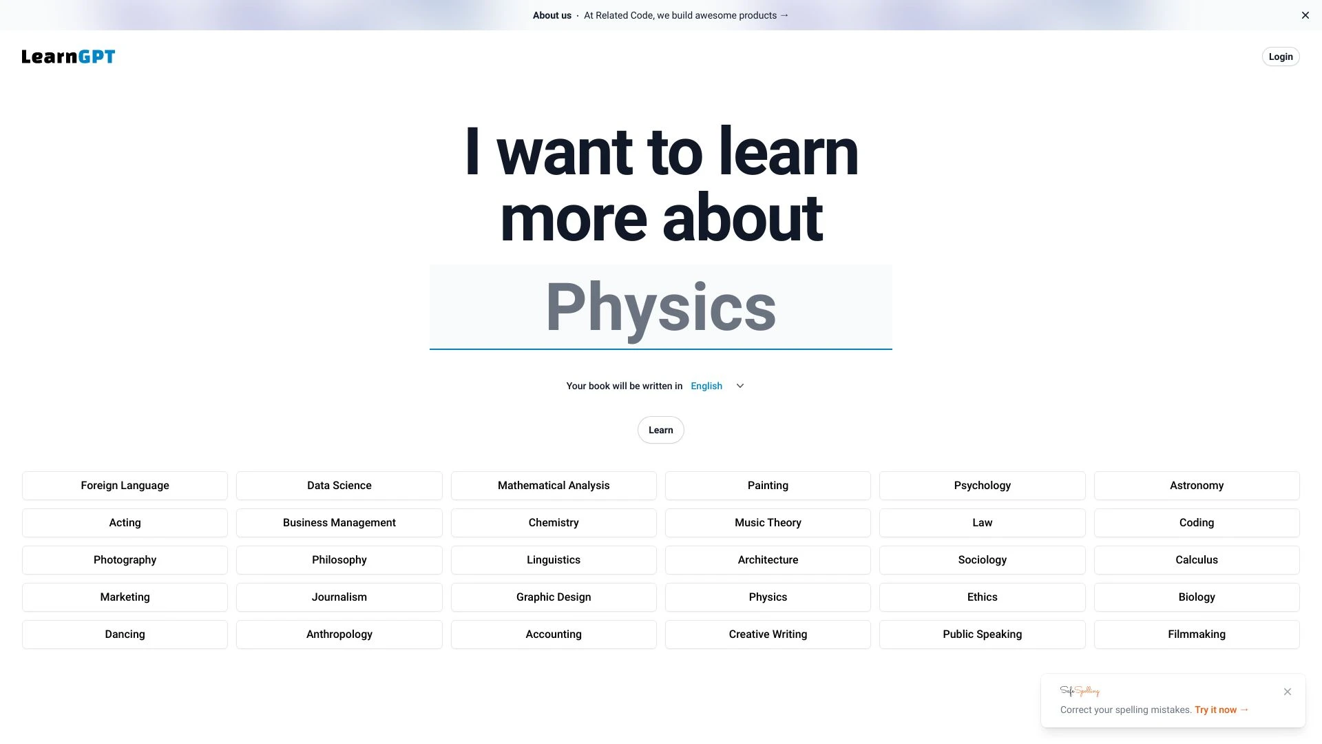 LearnGPT website preview