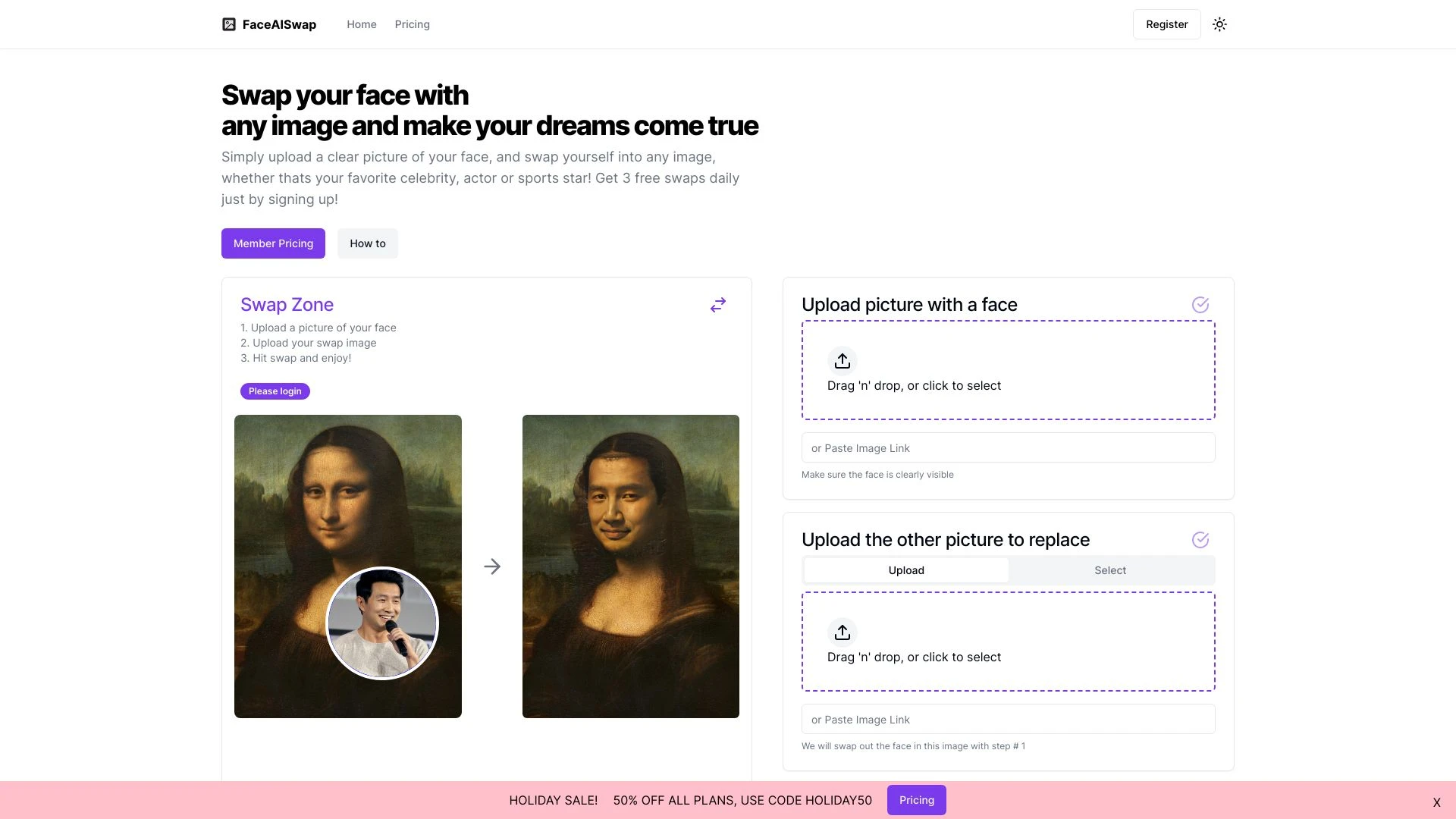 FaceAiSwap website preview