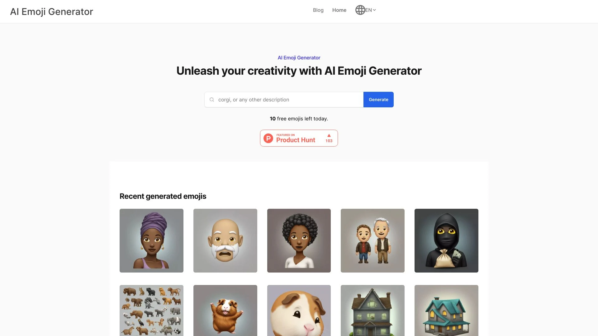 AI Emoji Generator website preview