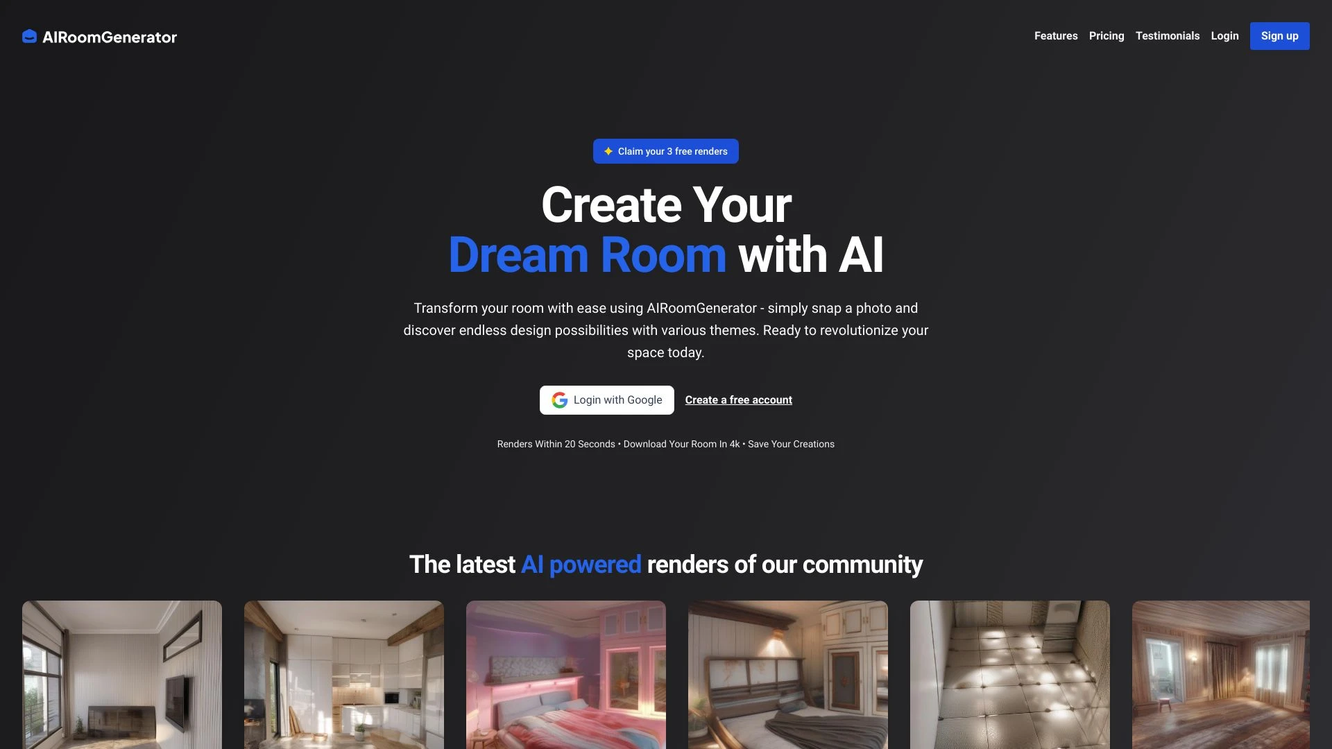 AIRoomGenerator website preview