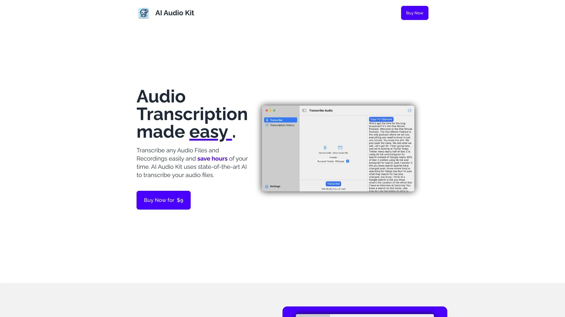 AI Audio Kit website preview