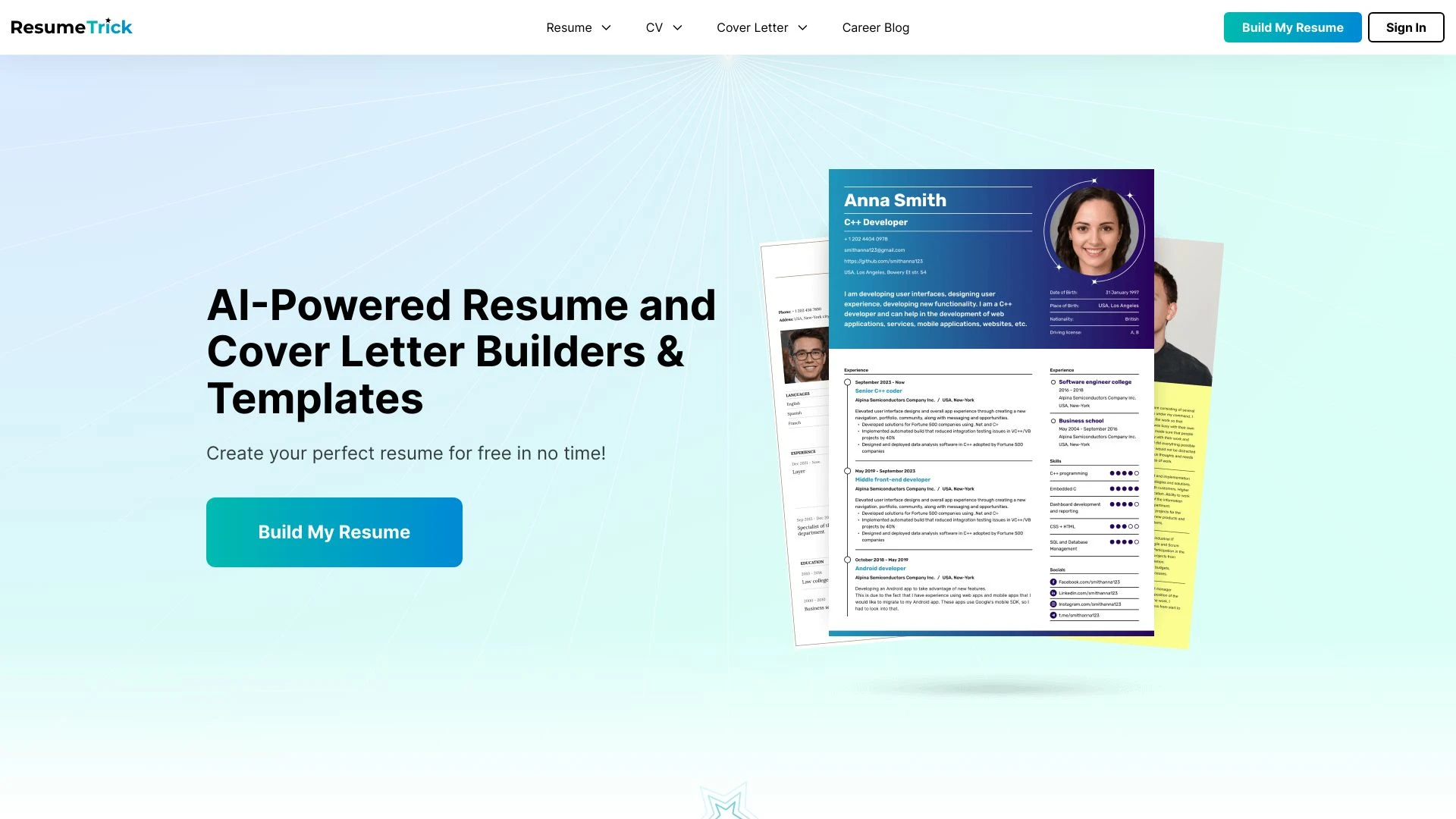 Resume Trick website preview