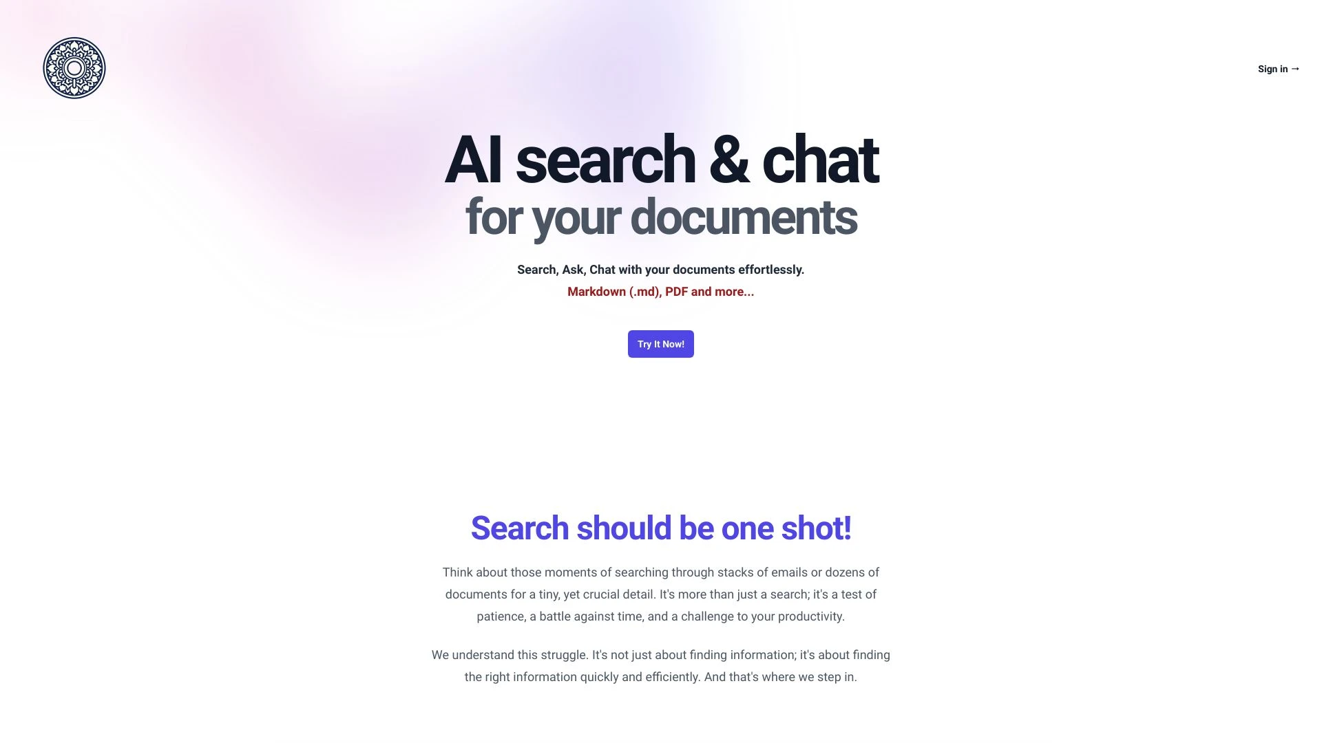 SearchMyDocs.ai website preview