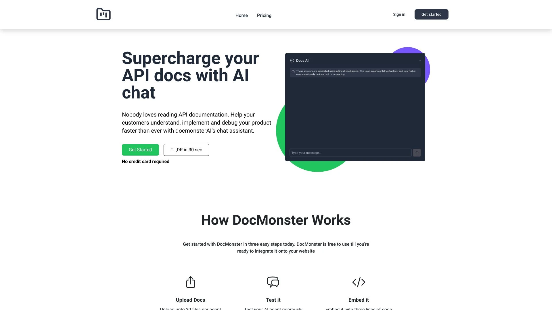 DocMonster.ai website preview