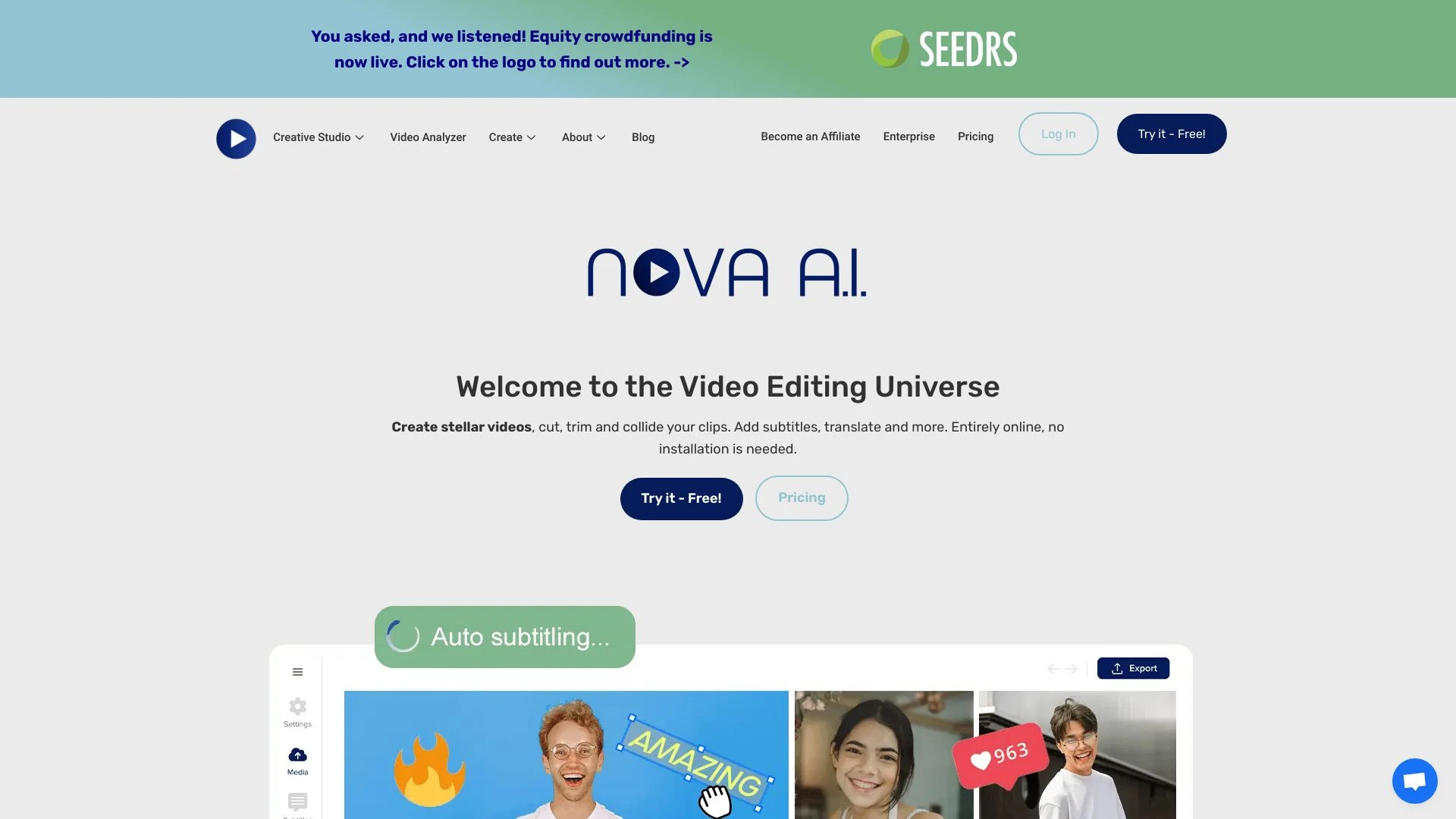 Nova A.I. website preview