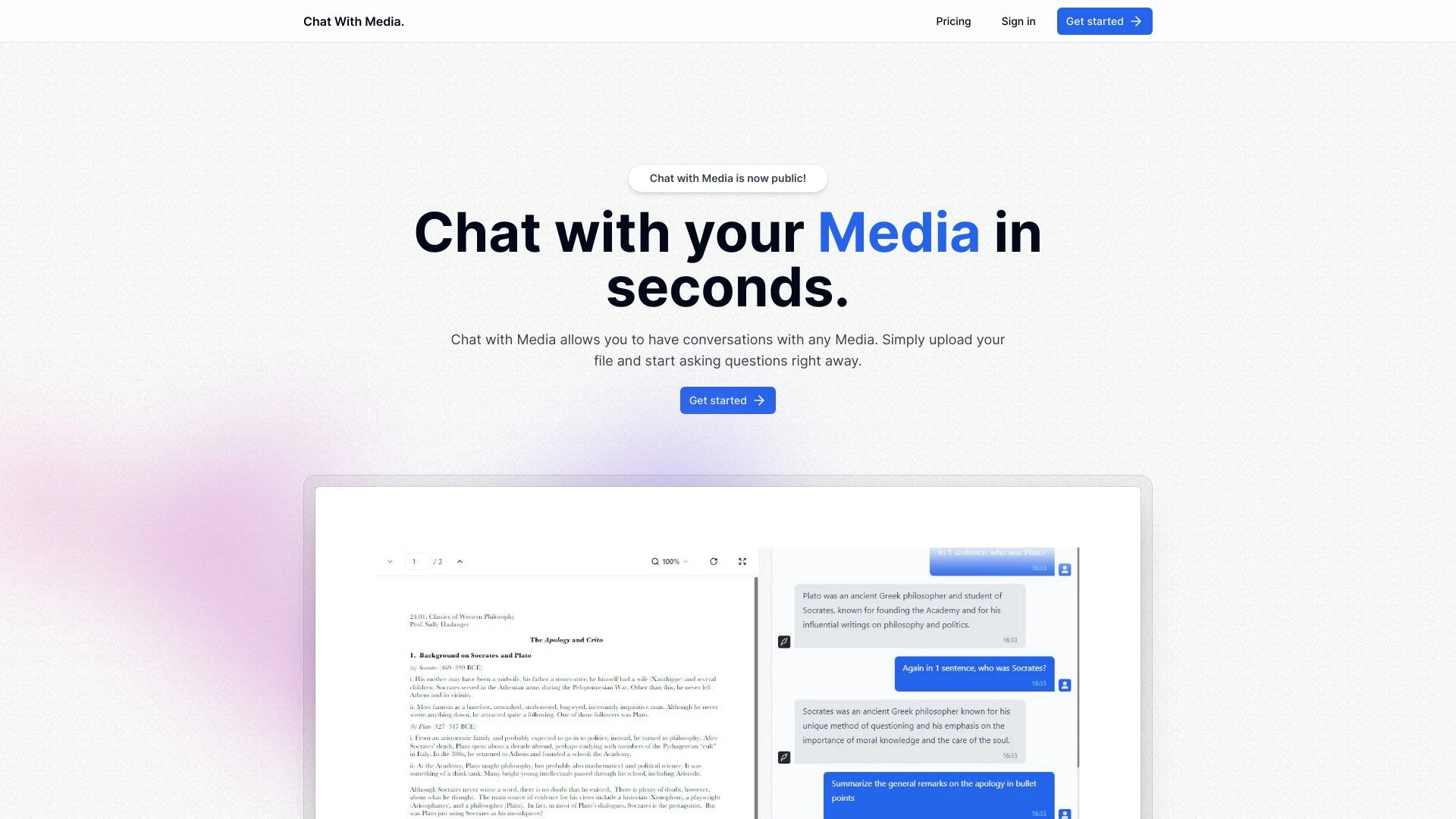 Chat With Media website preview