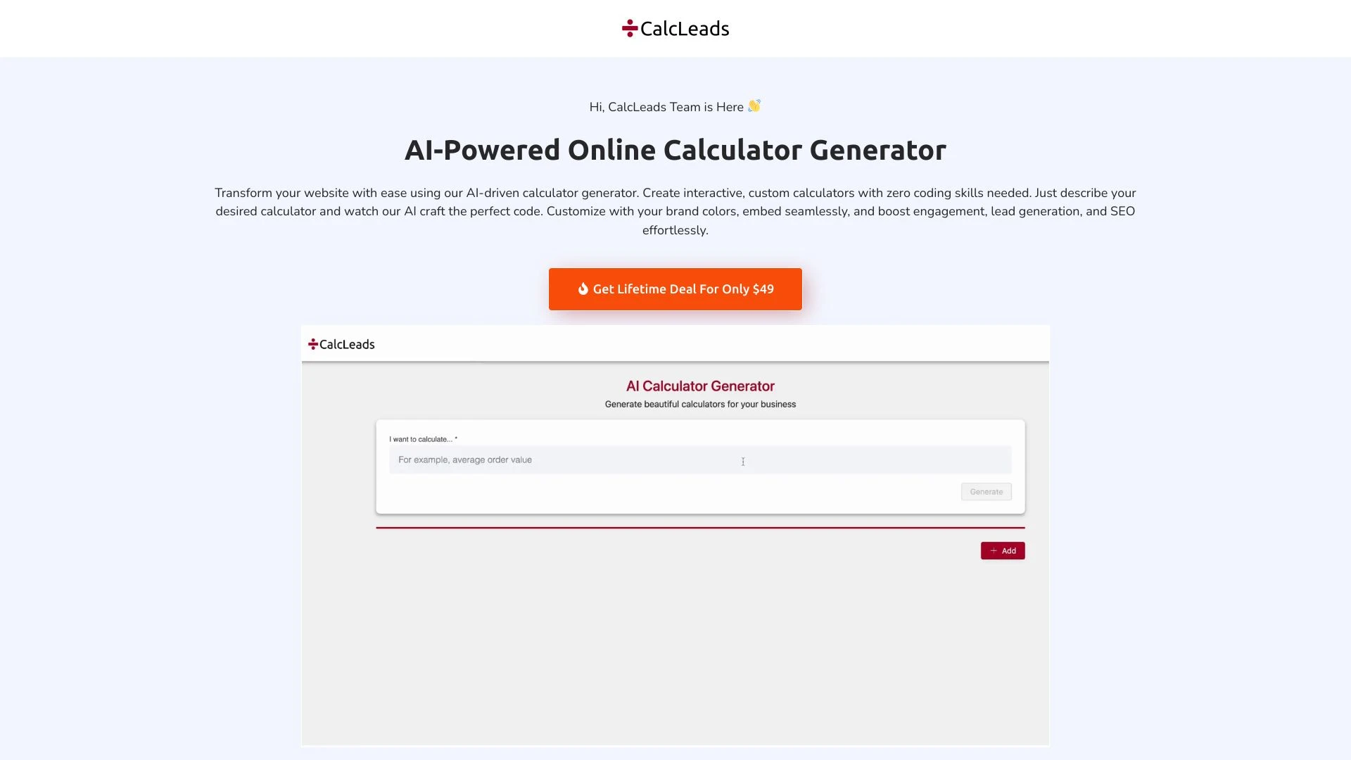 AI Interactive Calculators Generator website preview