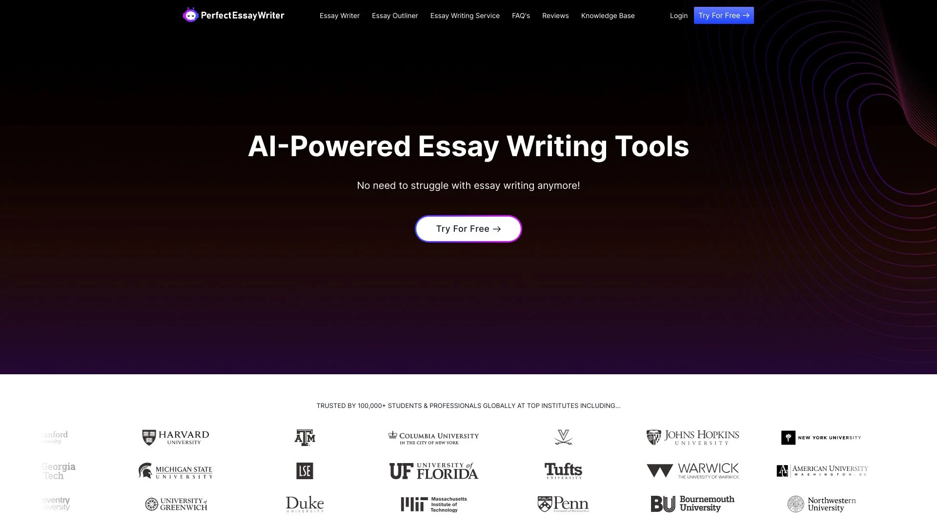 PerfectEssayWriter.ai website preview