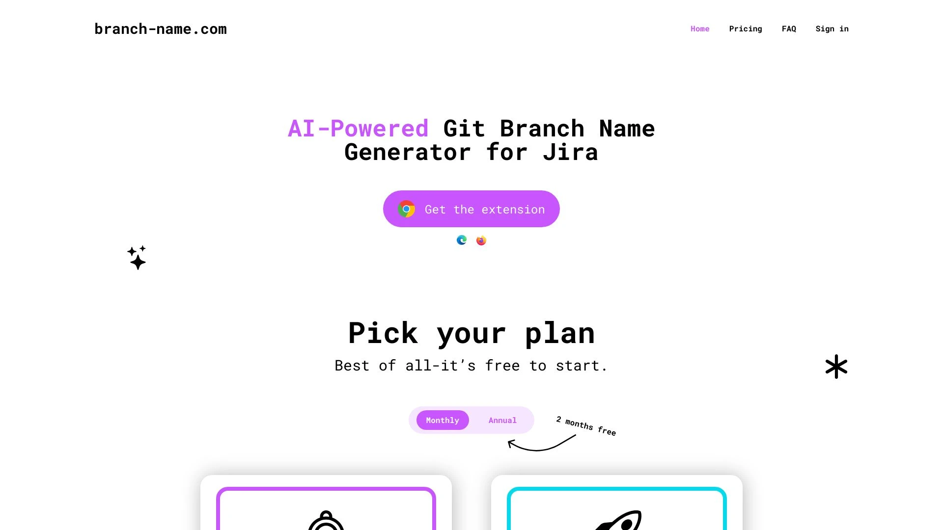 AI-powered Git Branch Name Generator website preview