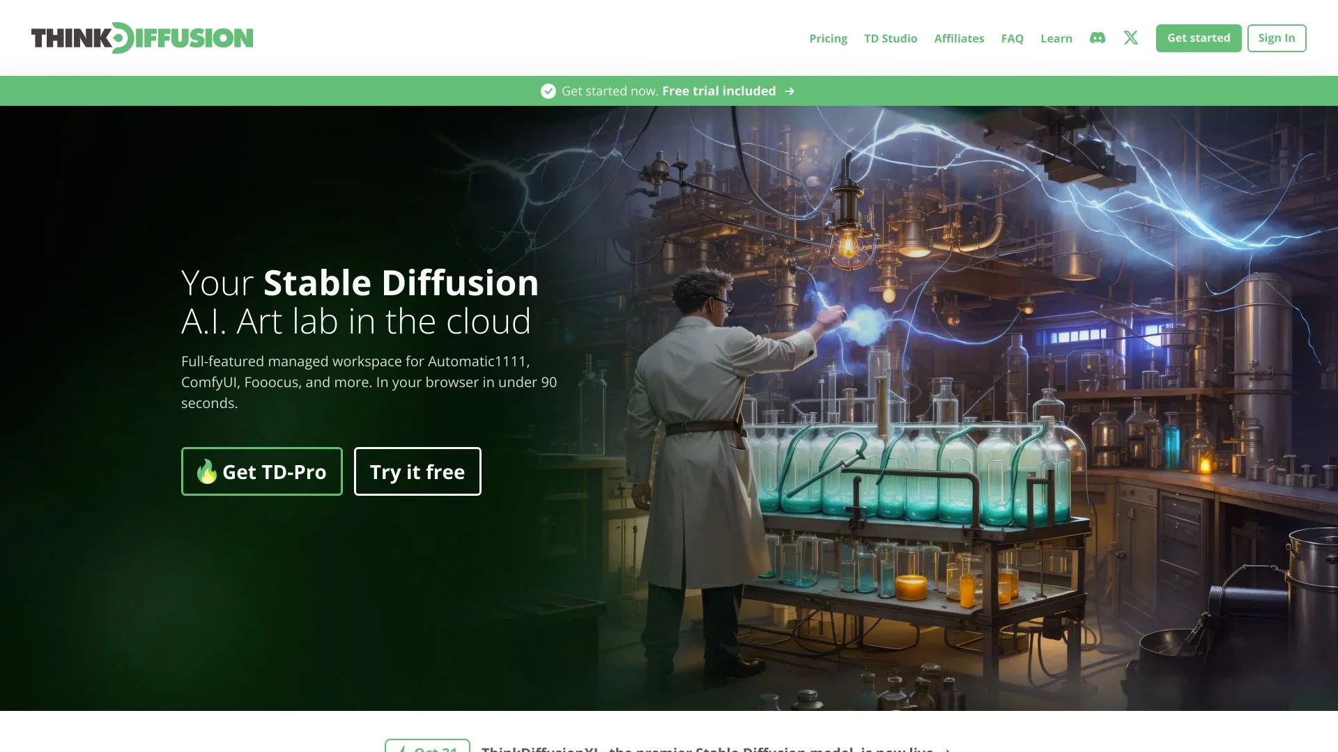 Think Diffusion website preview