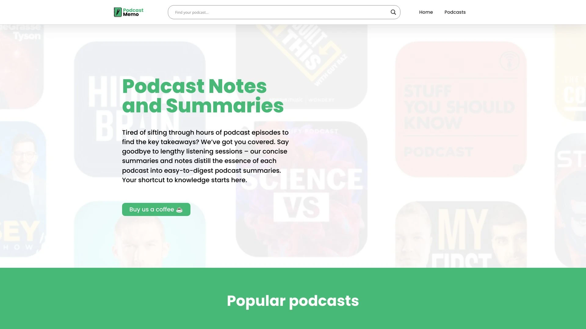 PodcastMemo website preview