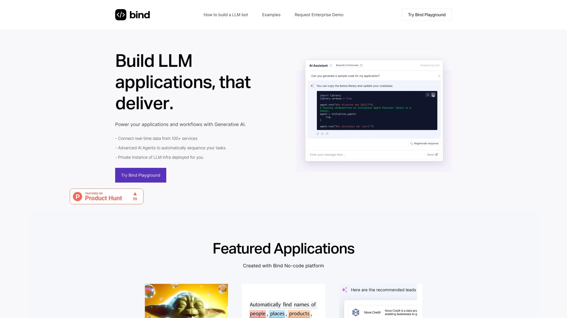 Bind website preview