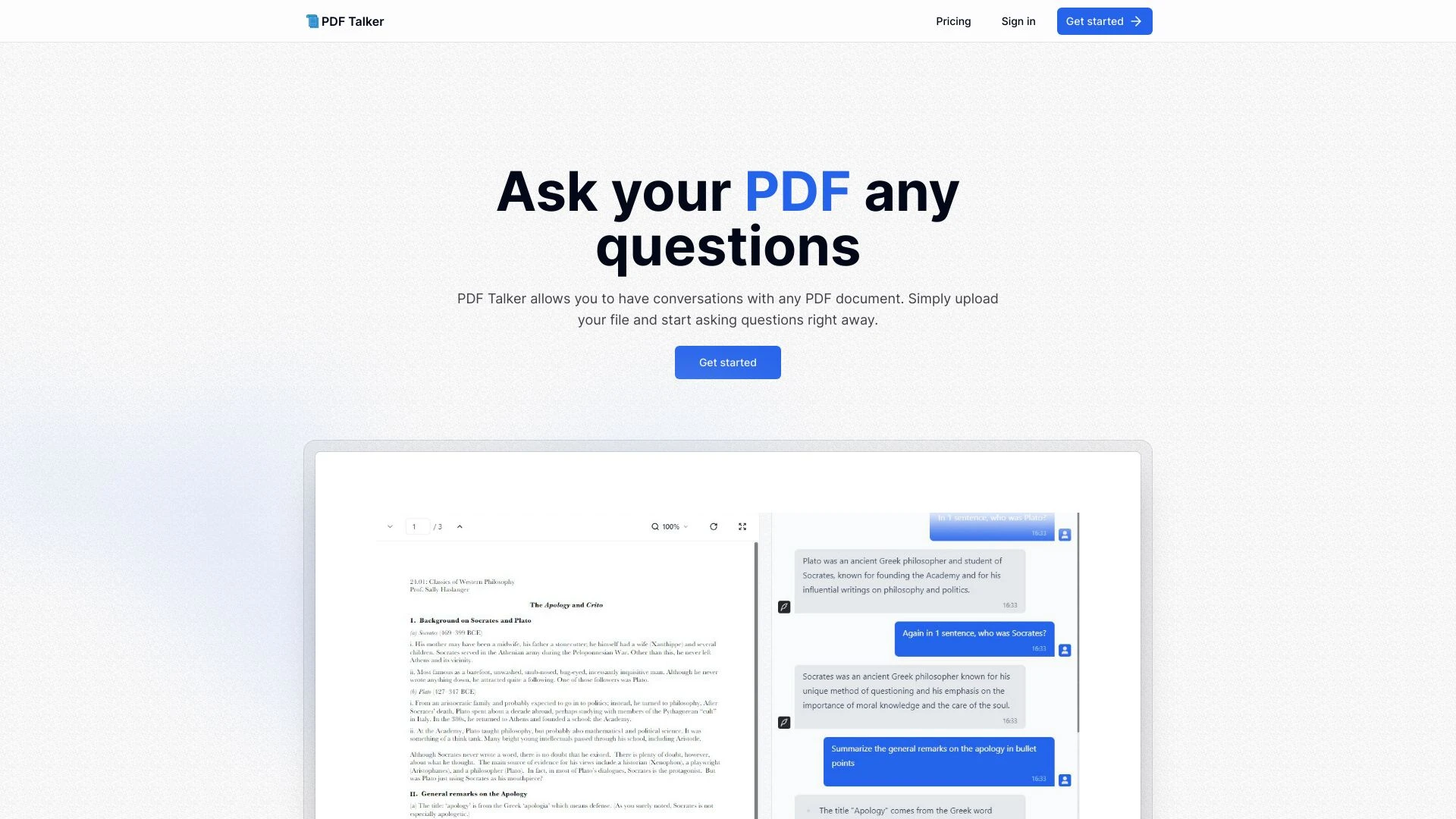 PDF Talker website preview