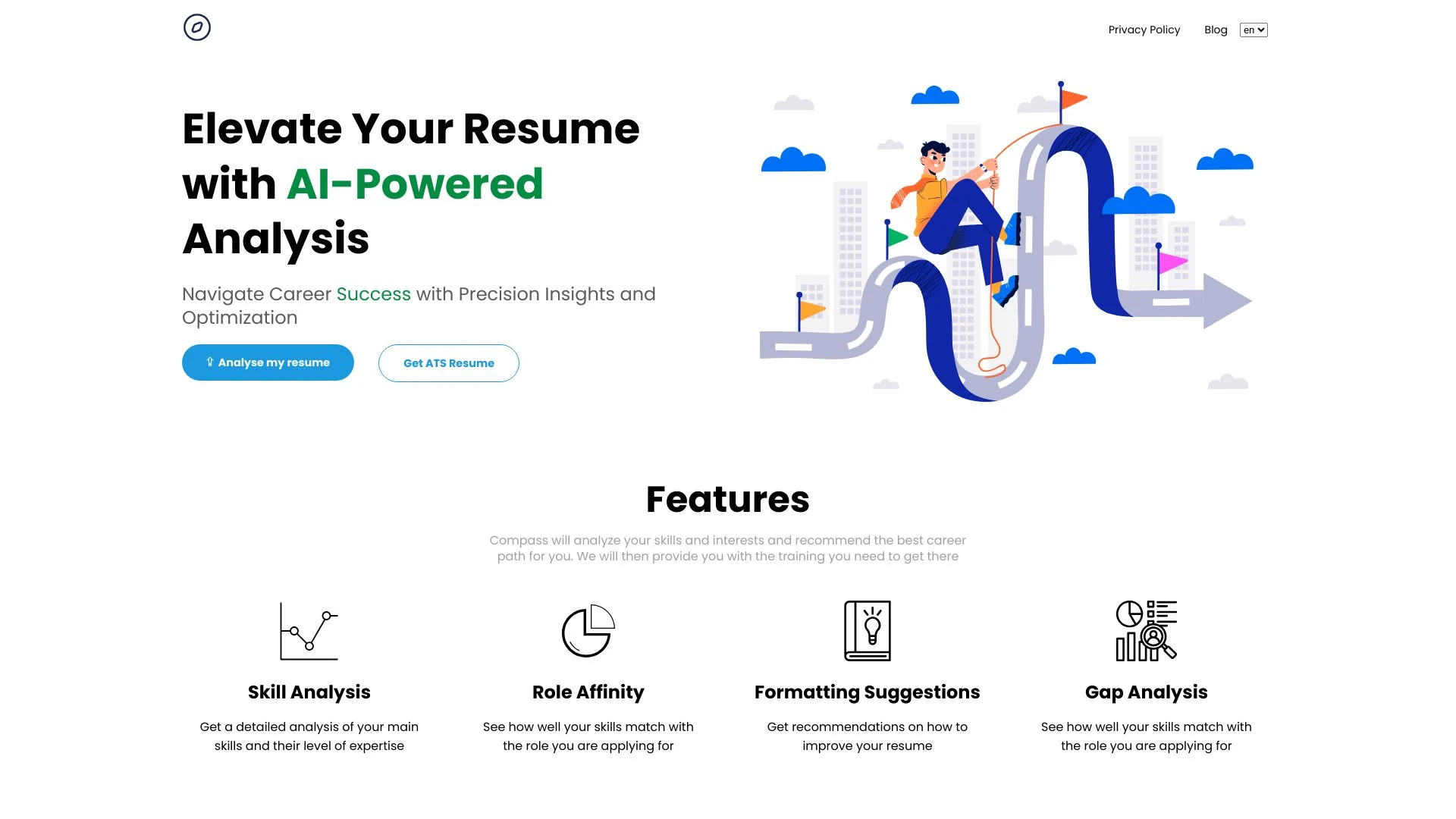 Compass - AI Powered Resume Analysis website preview