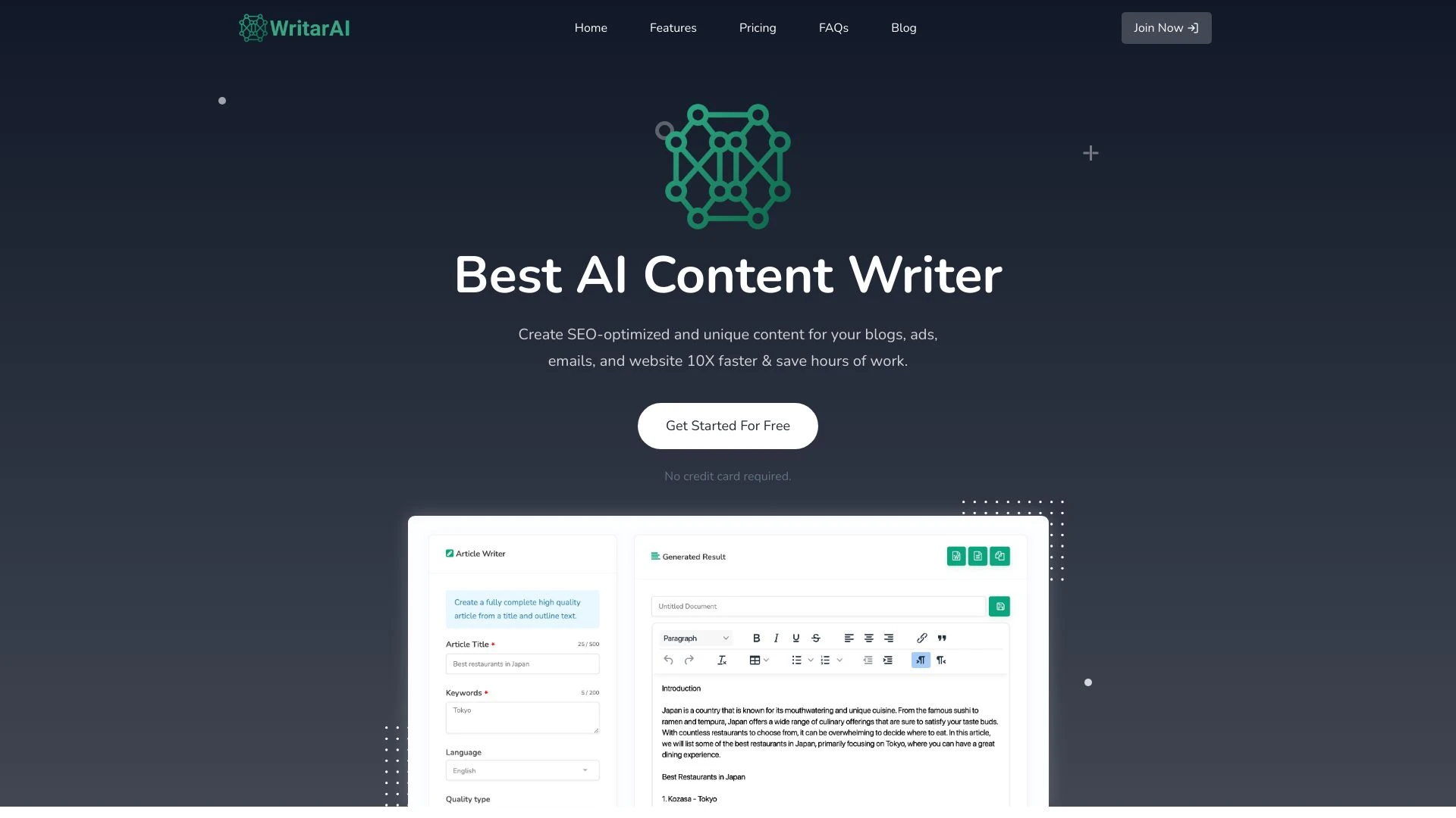 Content and Image Generator website preview