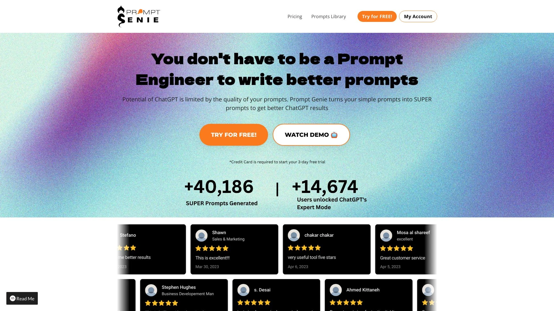 Prompt Genie website preview