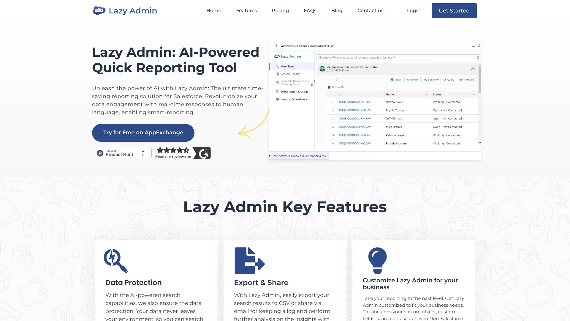 Lazy Admin: AI-Powered Quick Reporting Tool website preview