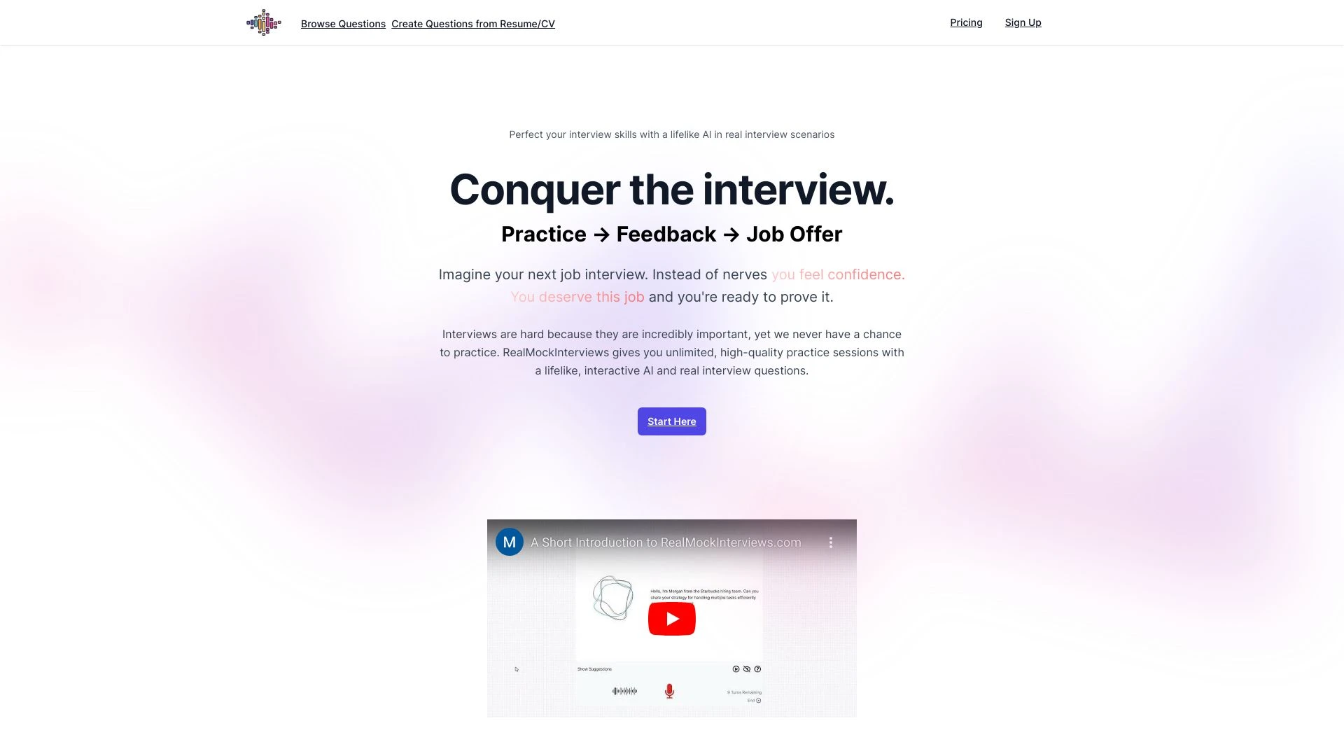 Real Mock Interviews website preview