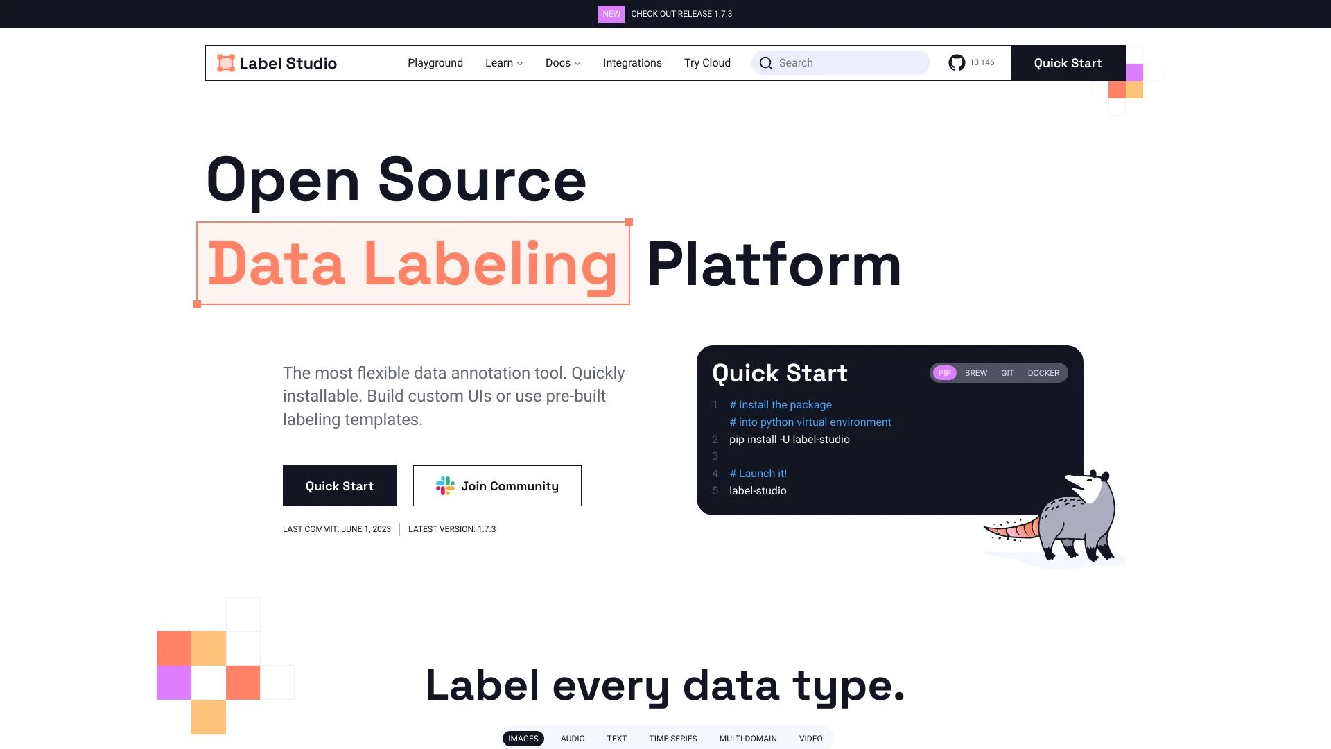 Label Studio website preview