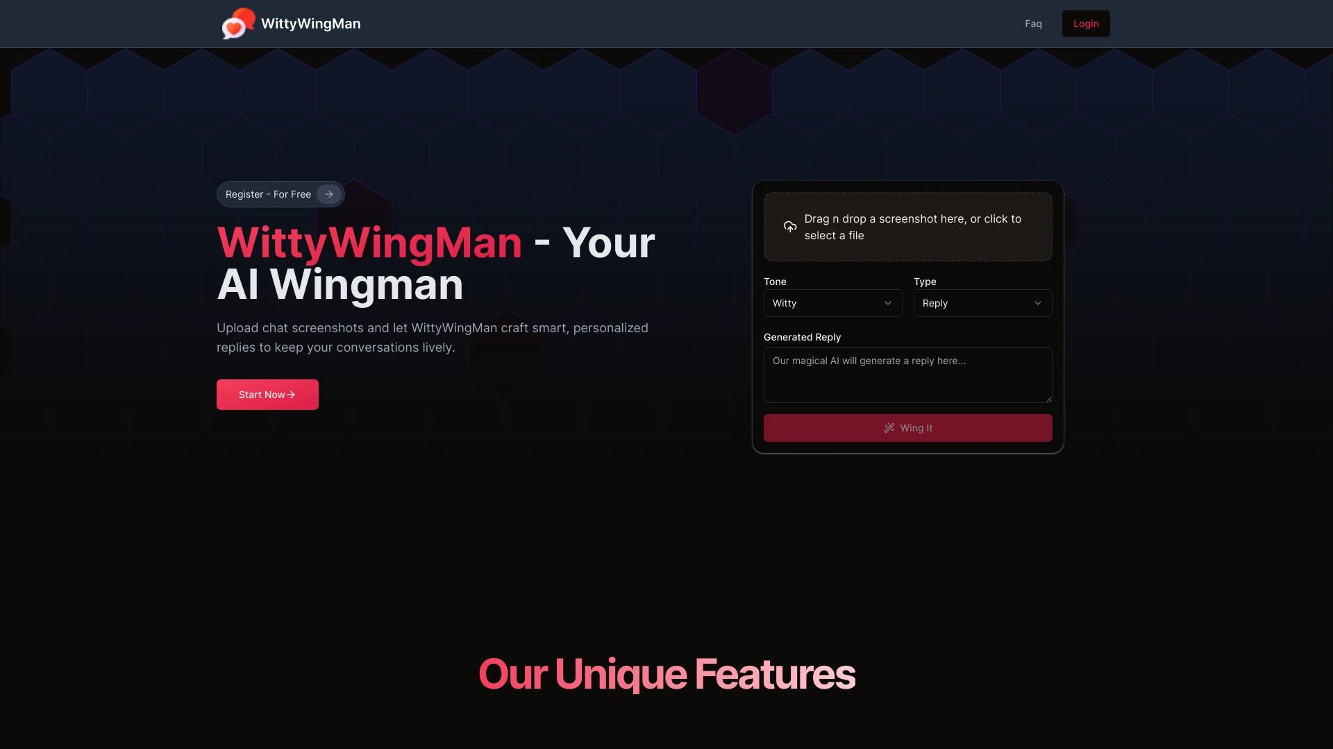 WittyWingMan website preview