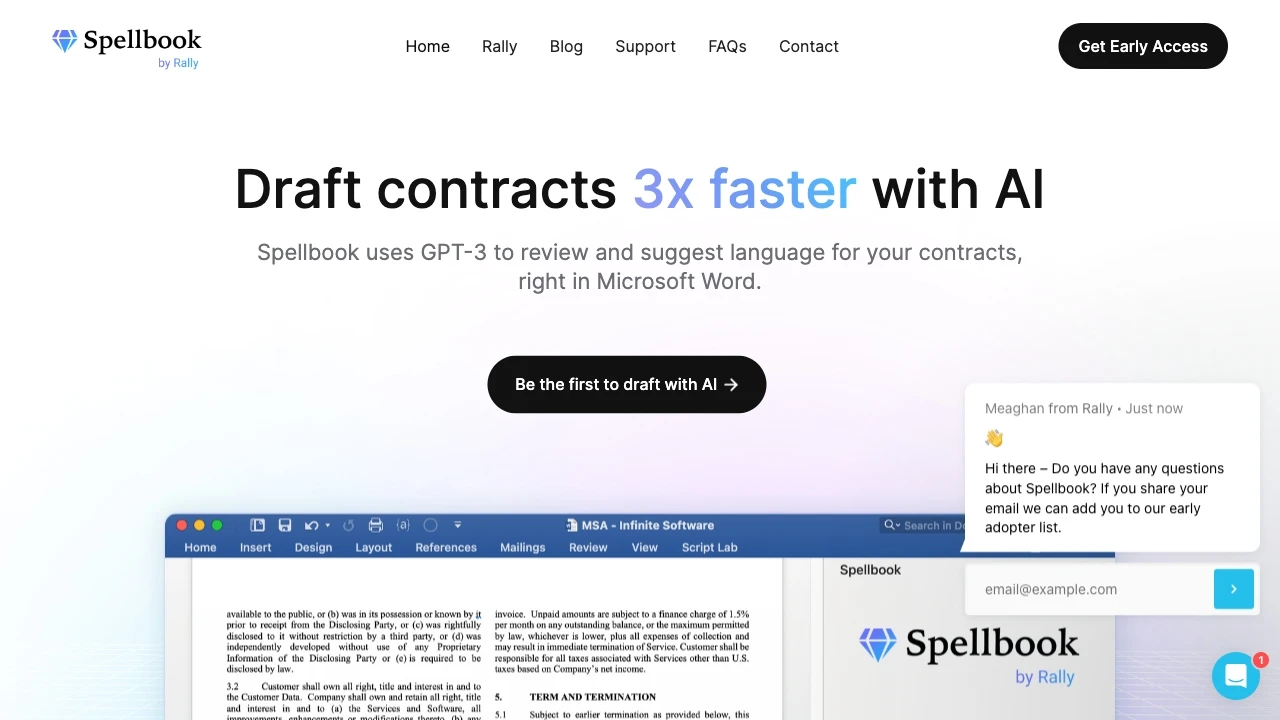 Spellbook - AI Contract Drafting & Review website preview