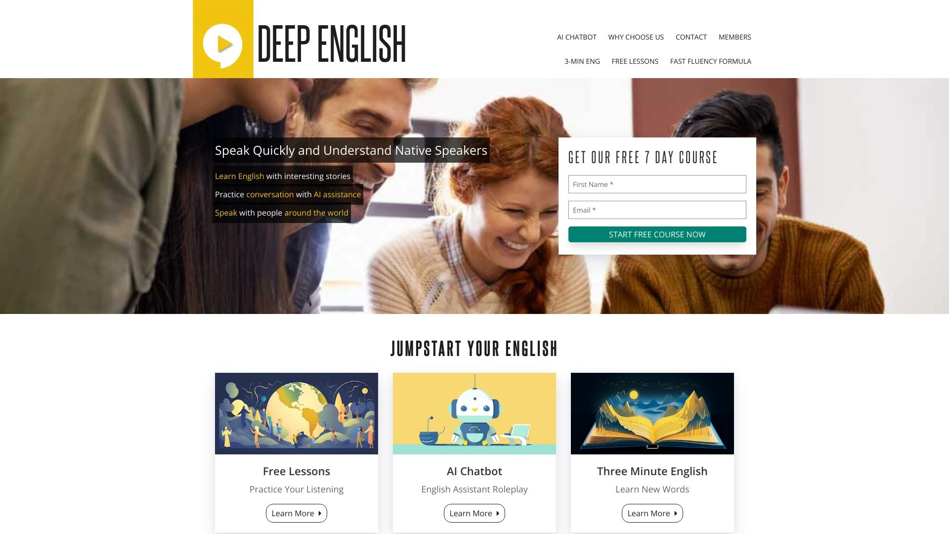 Deep English website preview