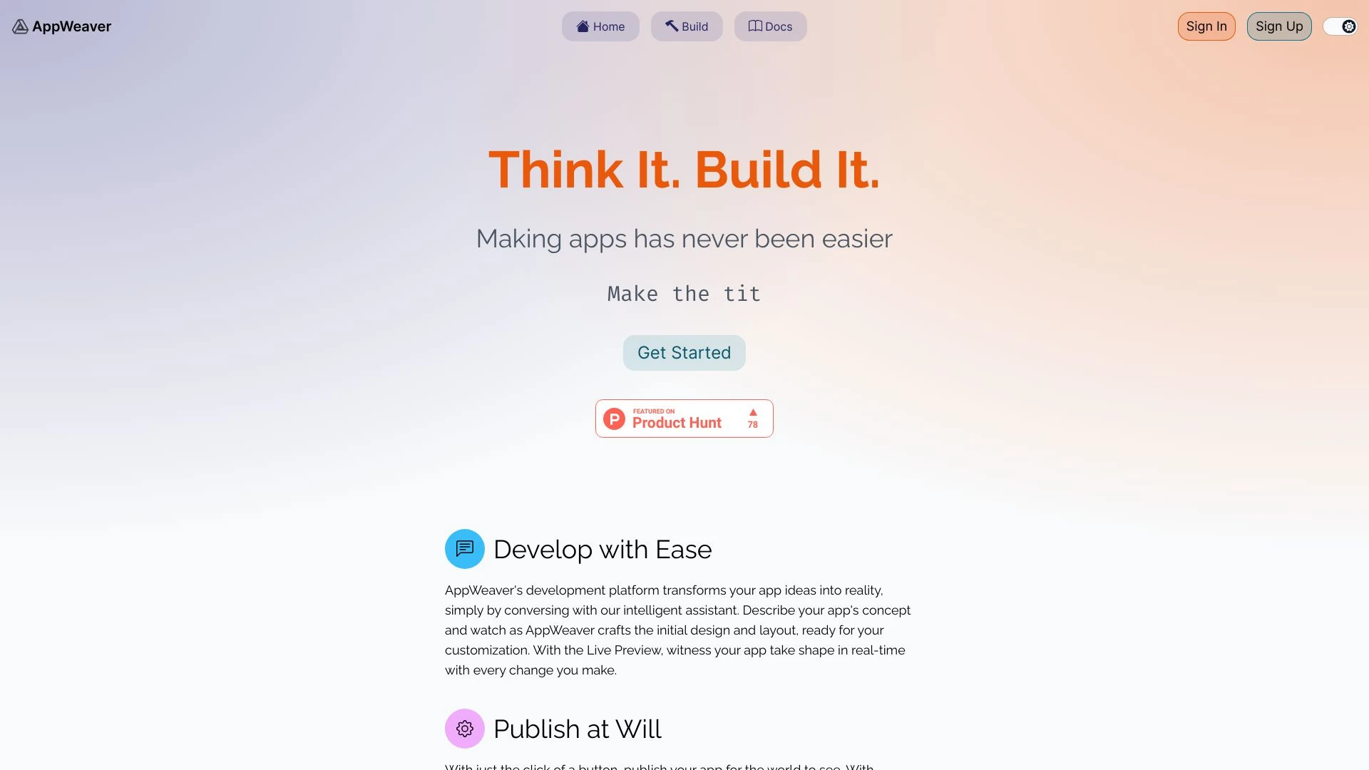 AppWeaver website preview