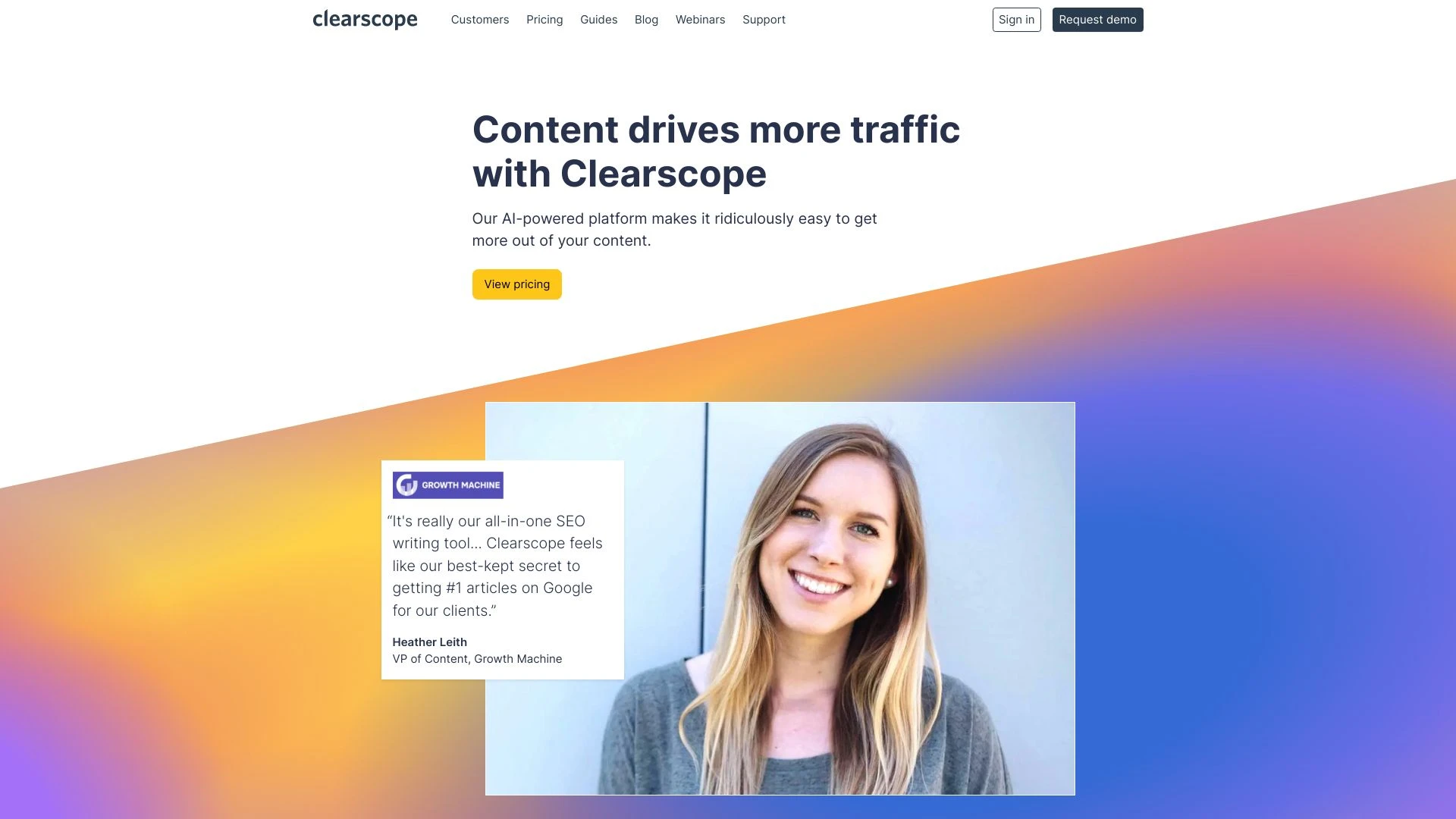 Clearscope website preview