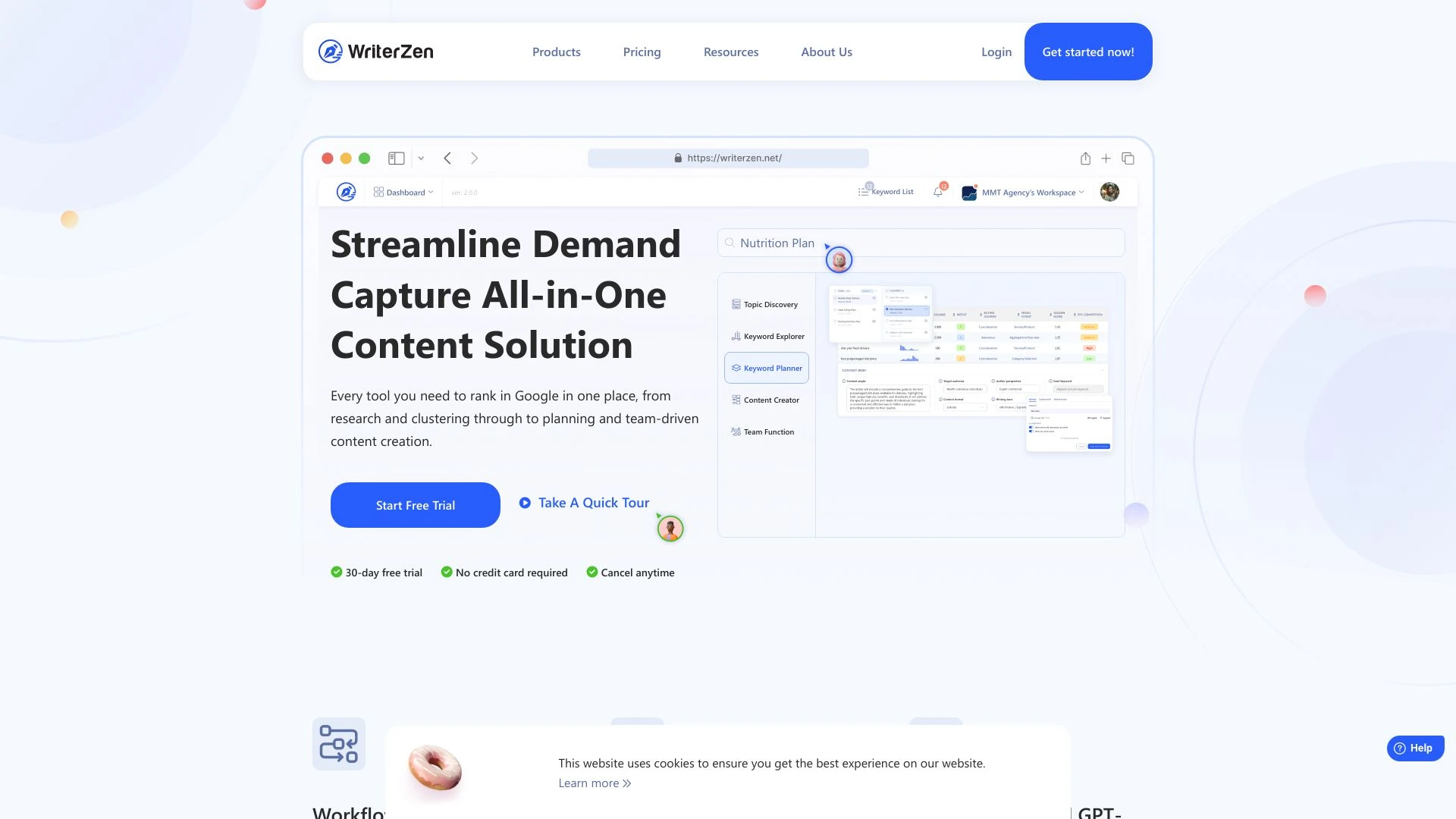 WriterZen website preview