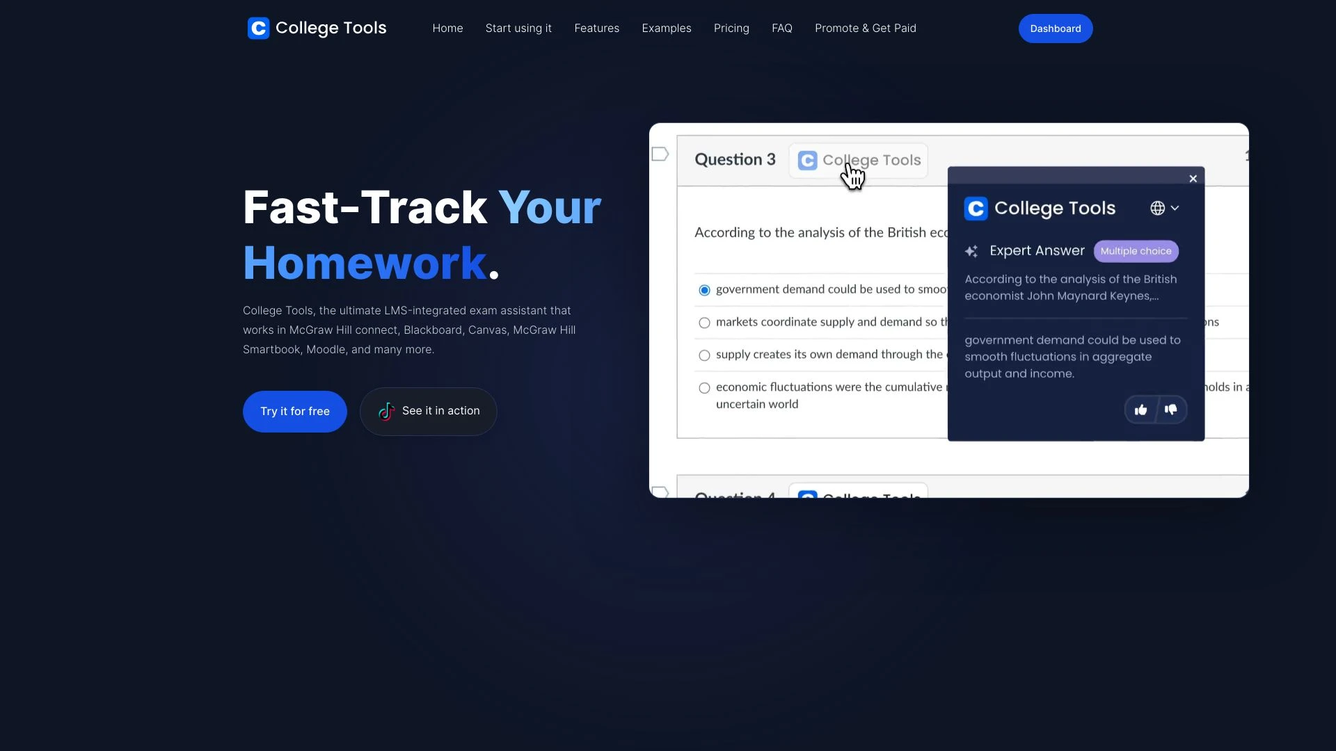 College Tools: Fast-track Your Homework website preview