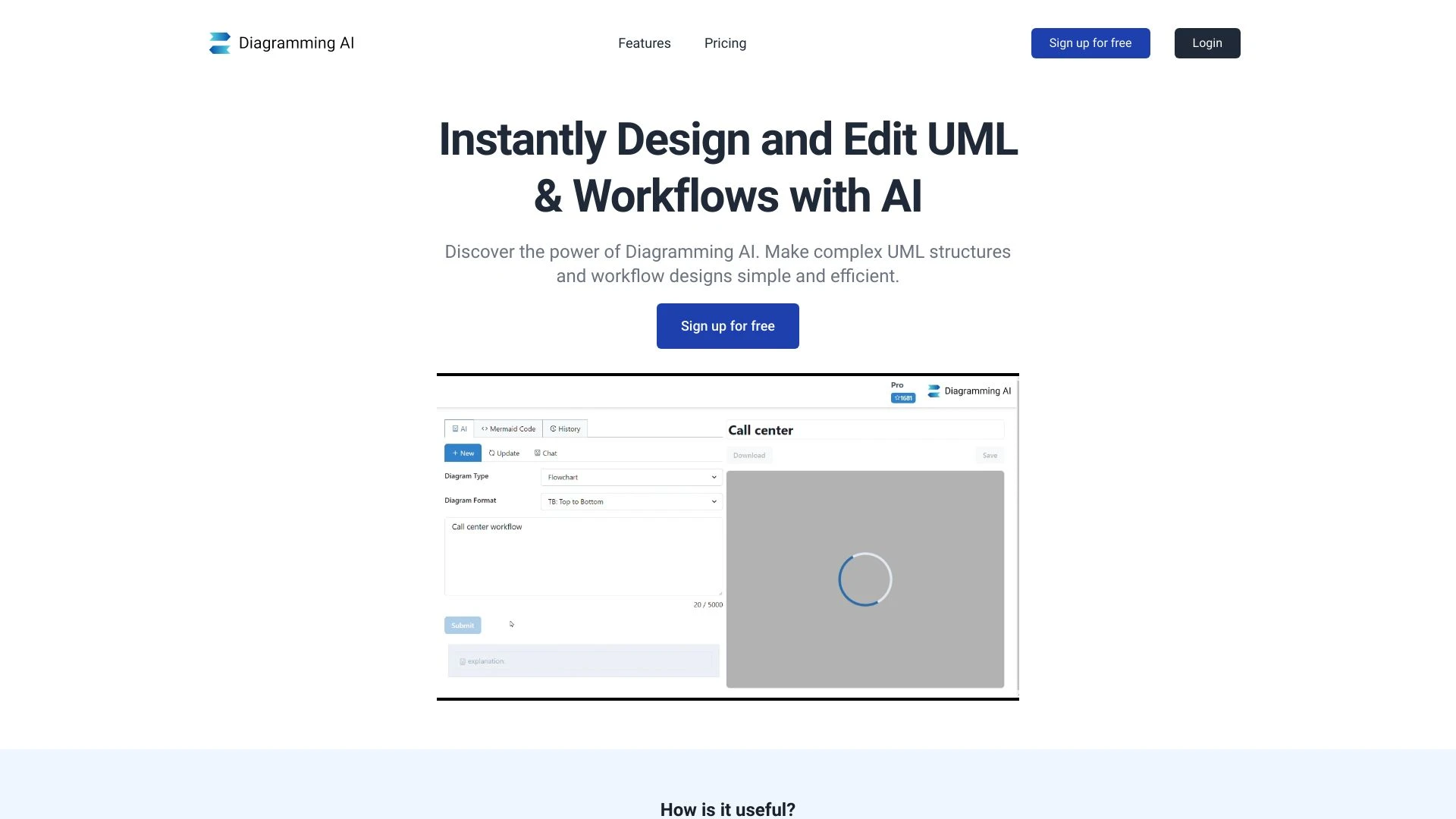 Diagramming AI website preview