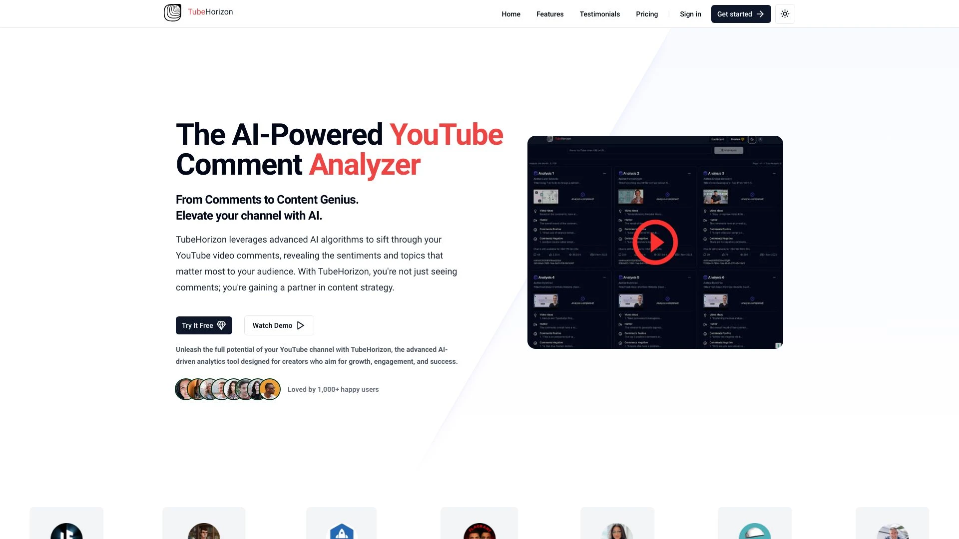 AI-Powered YouTube Comment Analyzer website preview