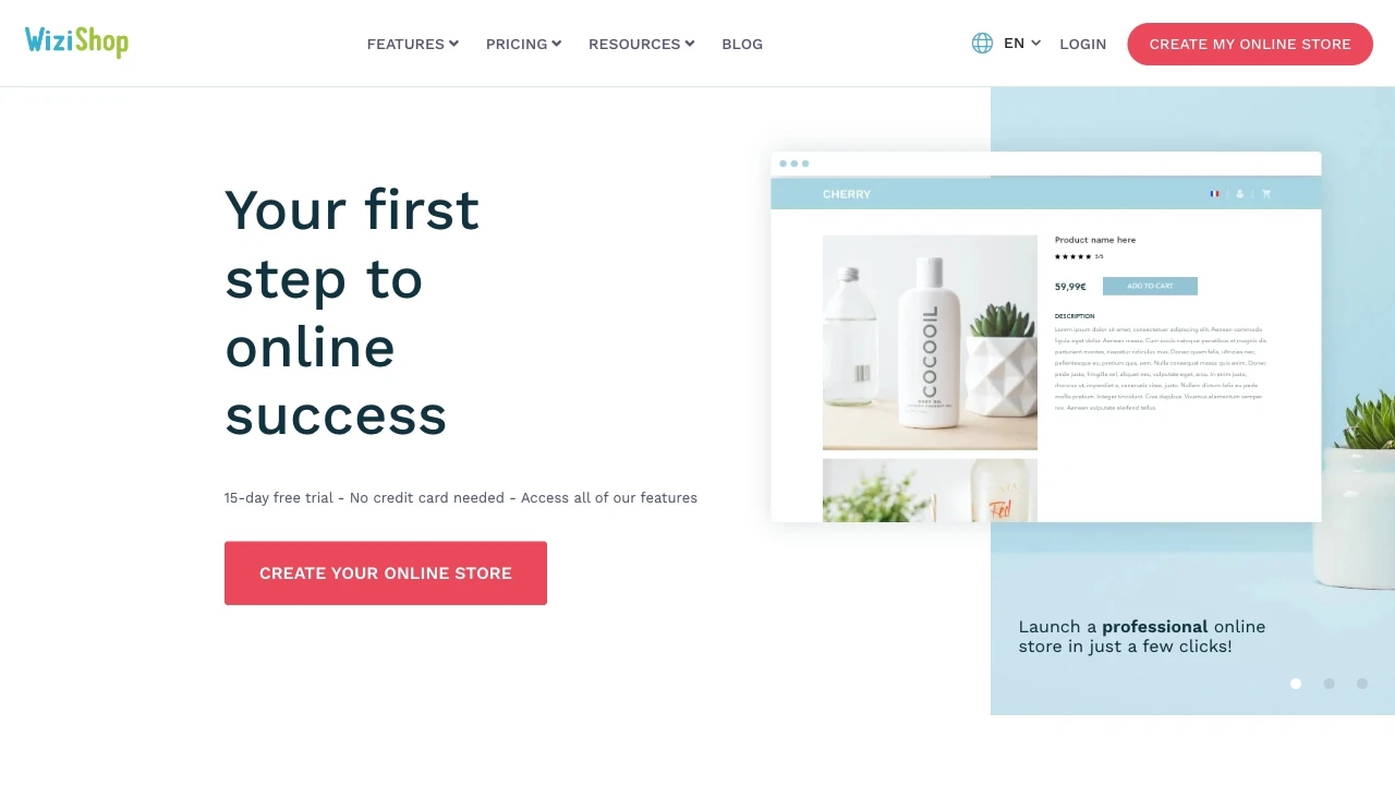 WiziShop Ecommerce Solution website preview