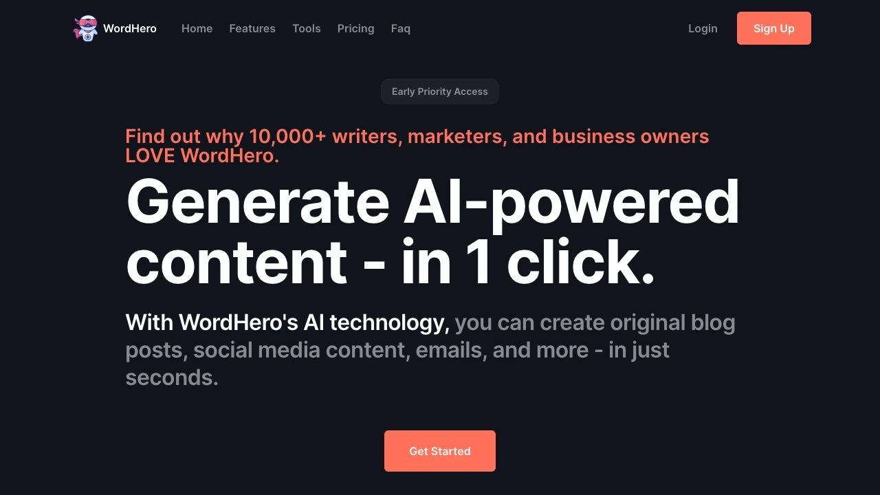 Wordhero website preview