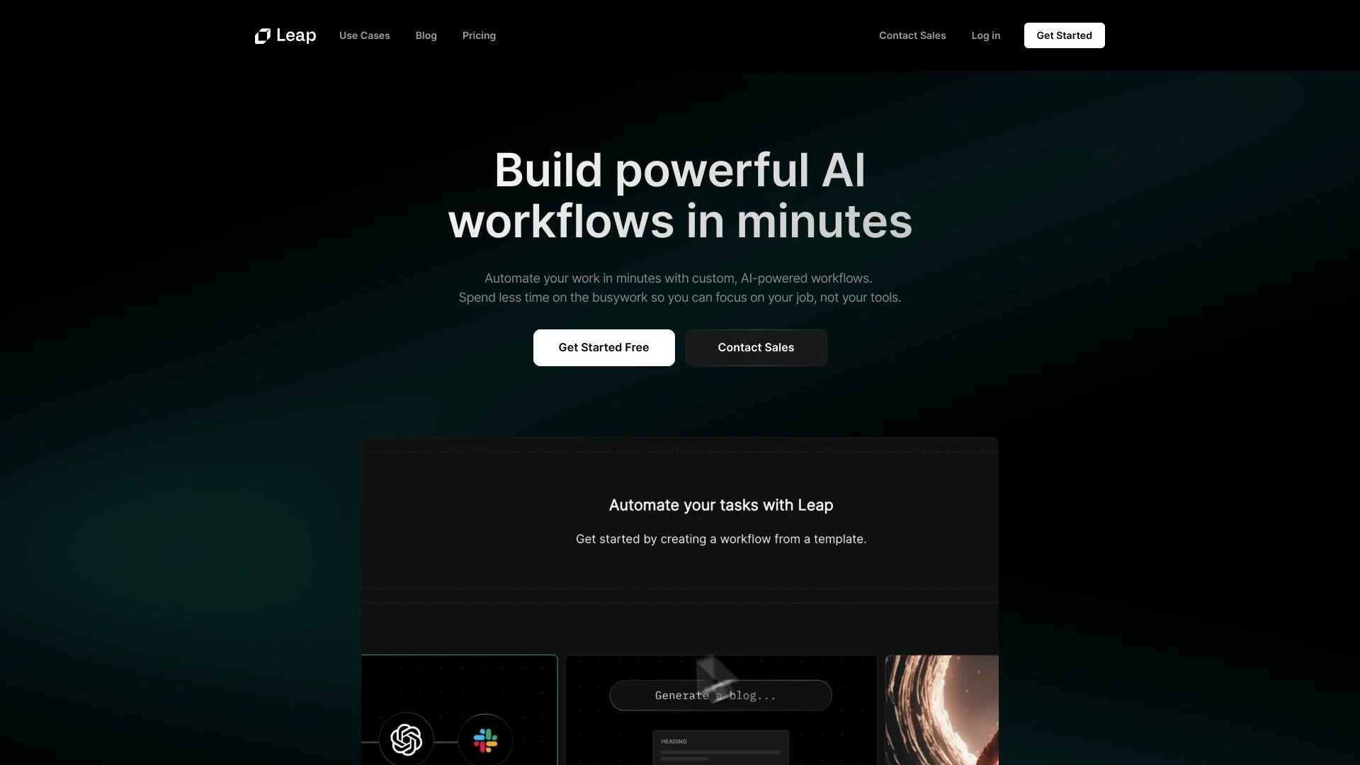 Leap AI website preview