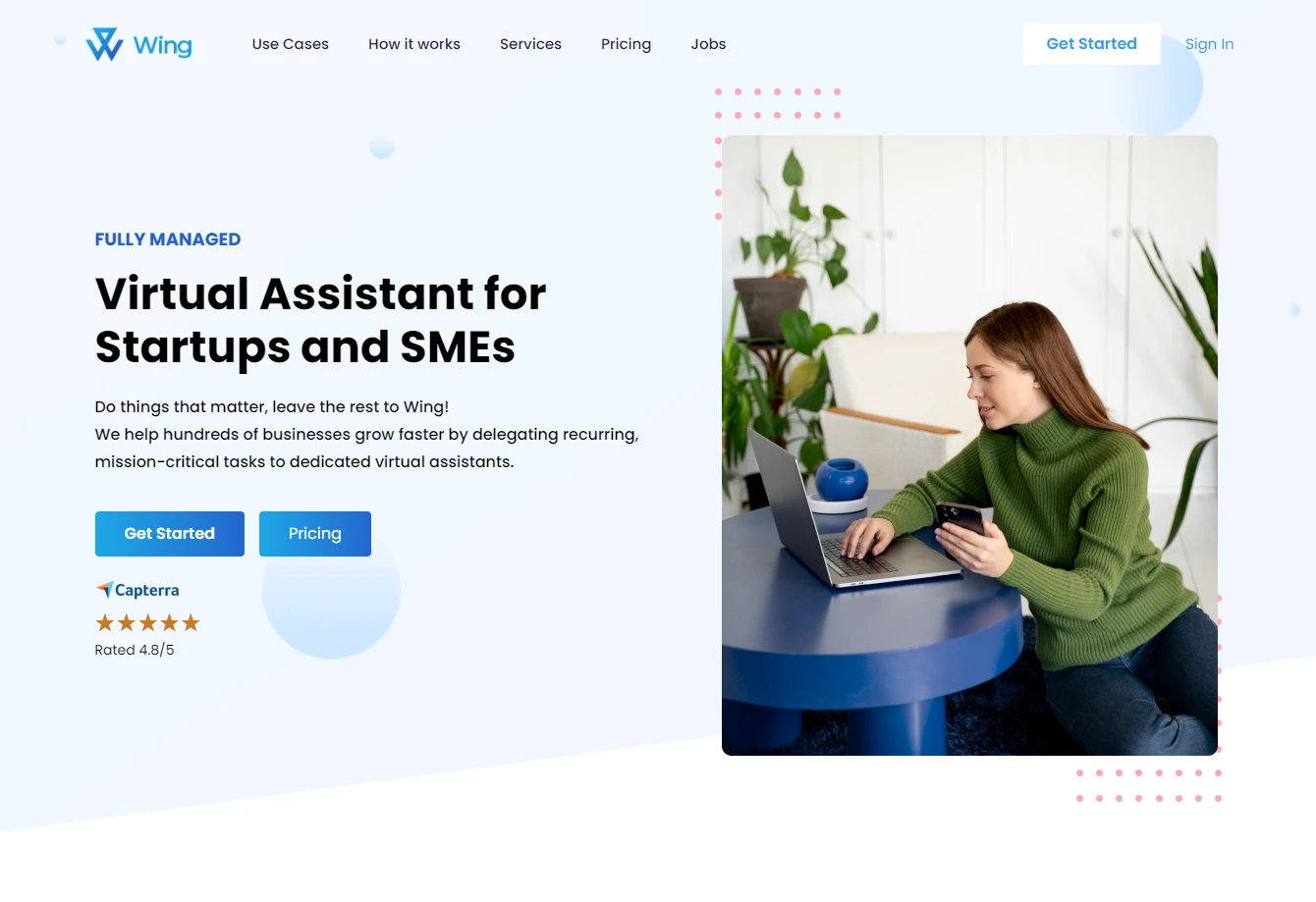 Wing Virtual Assistant website preview