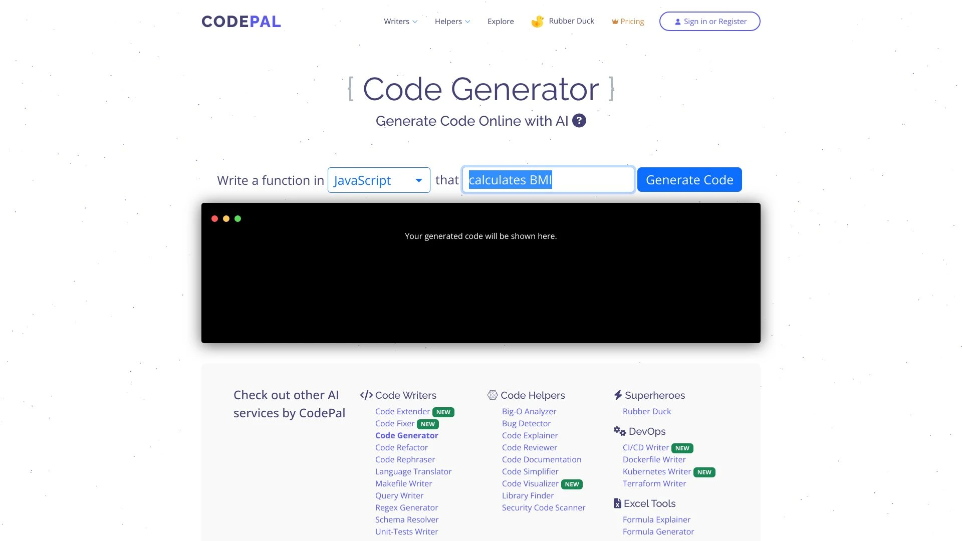 CodePal website preview