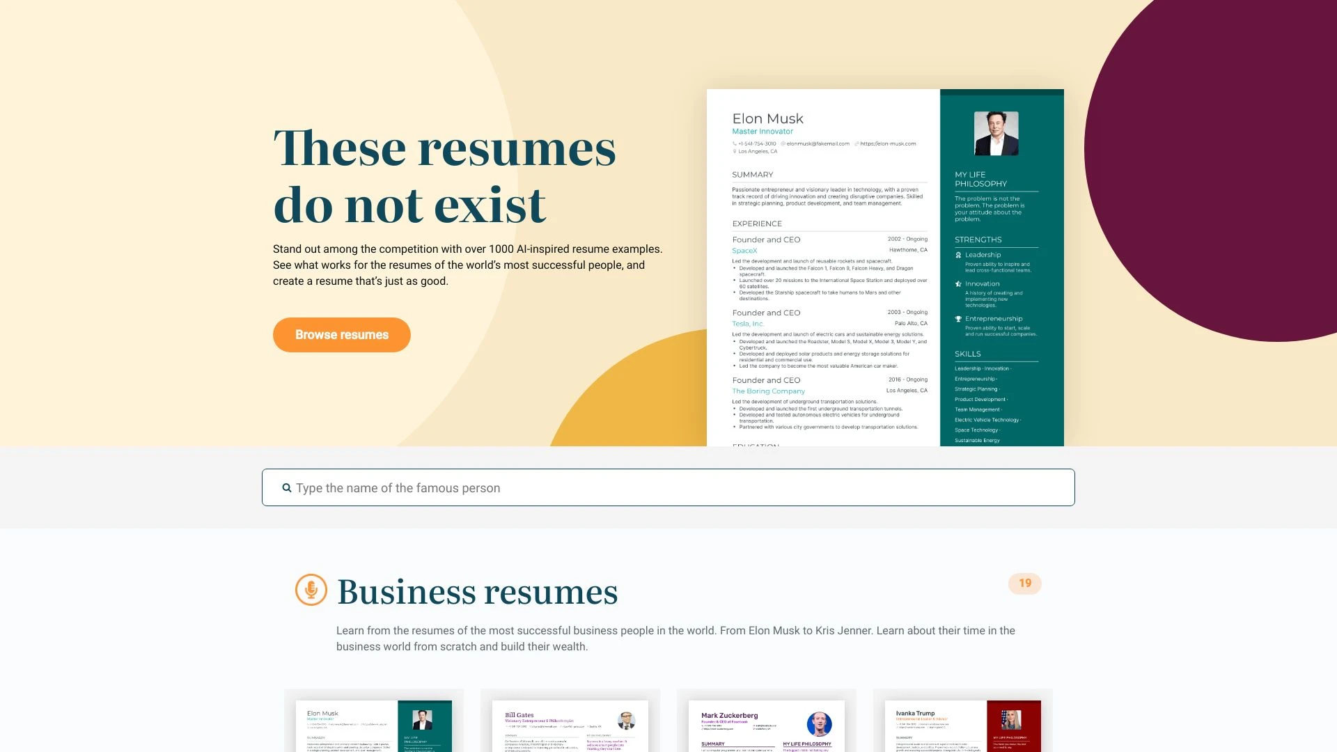 This Resume Does Not Exist website preview