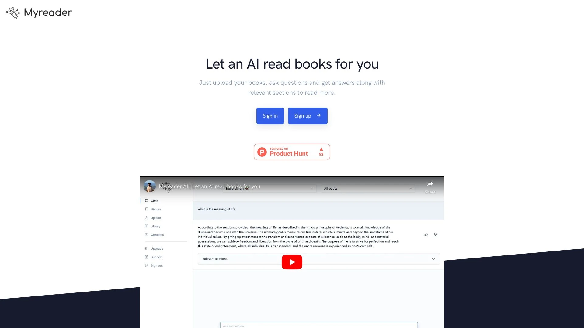 Myreader AI website preview