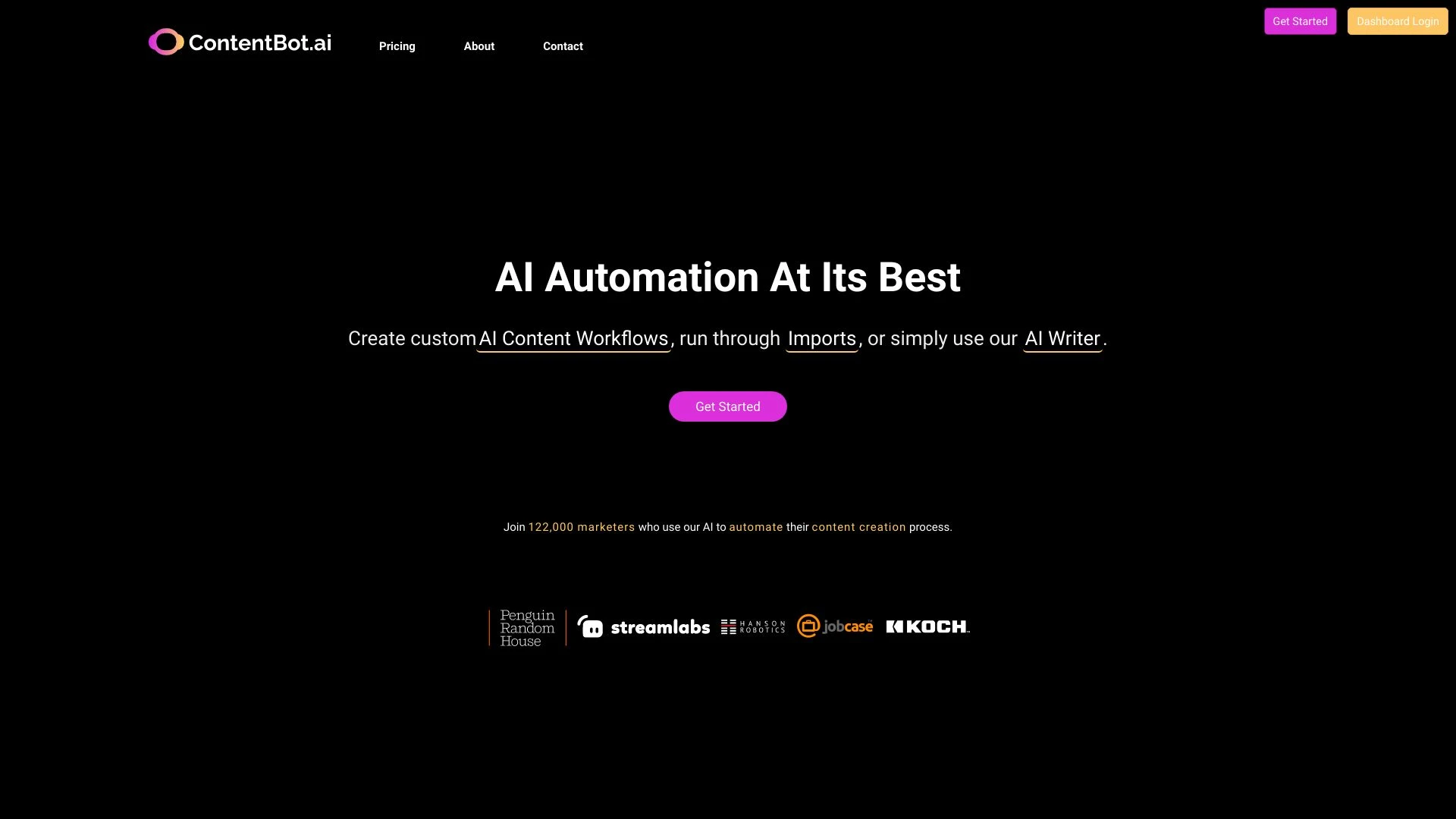 ContentBot - AI Content Automation and Workflows website preview