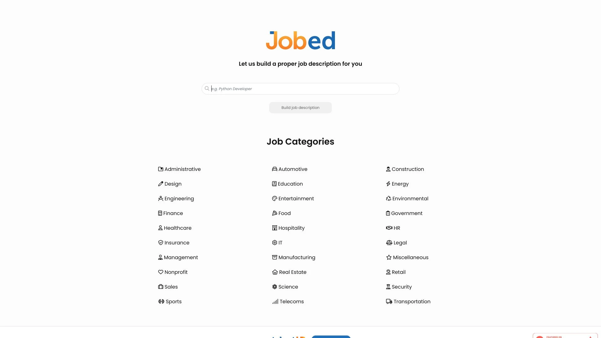 Jobed website preview