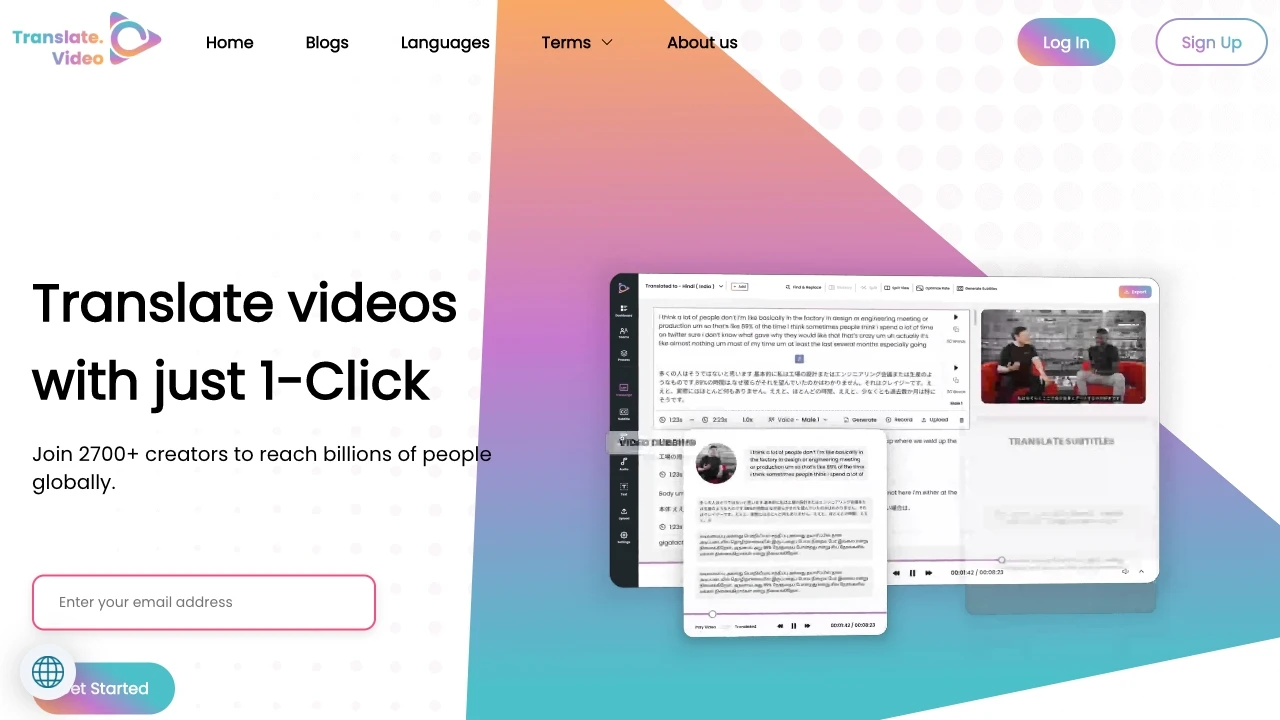 Translate.Video website preview