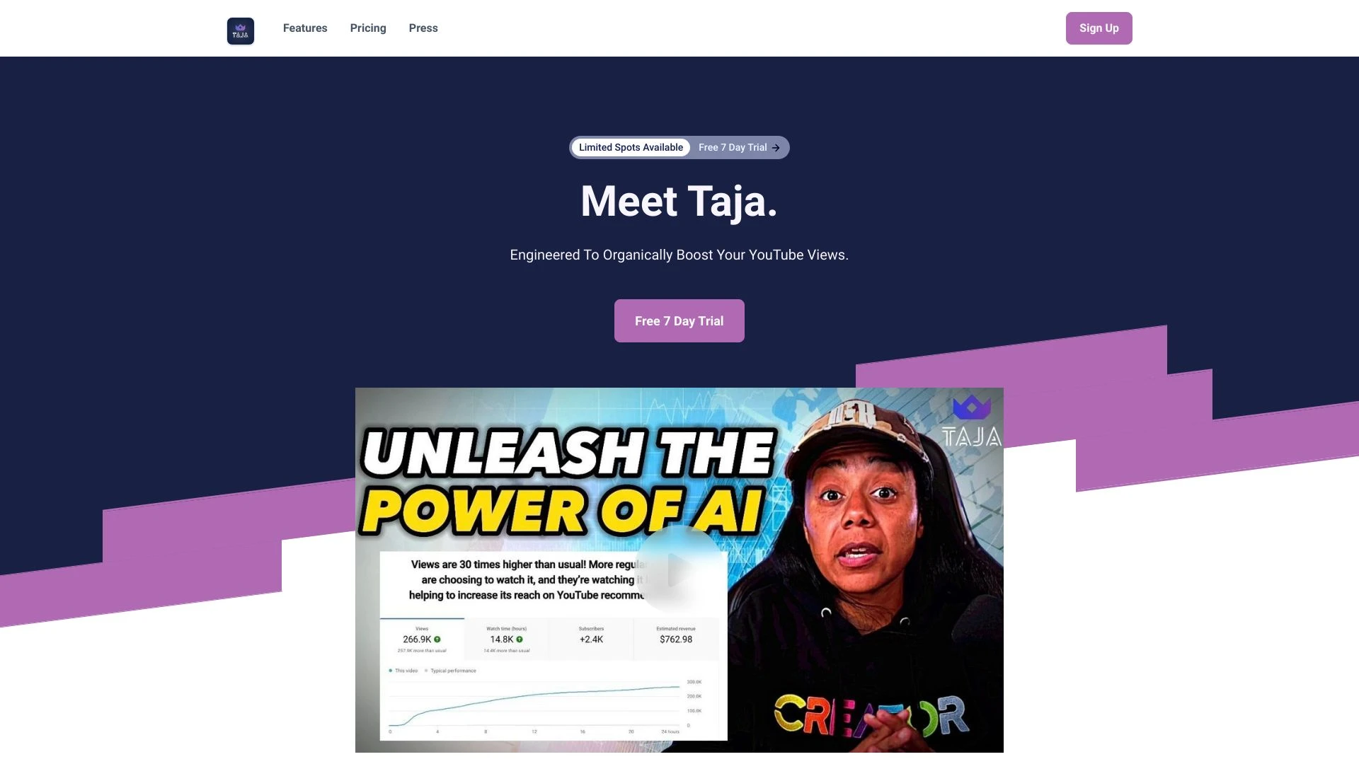 Taja AI website preview