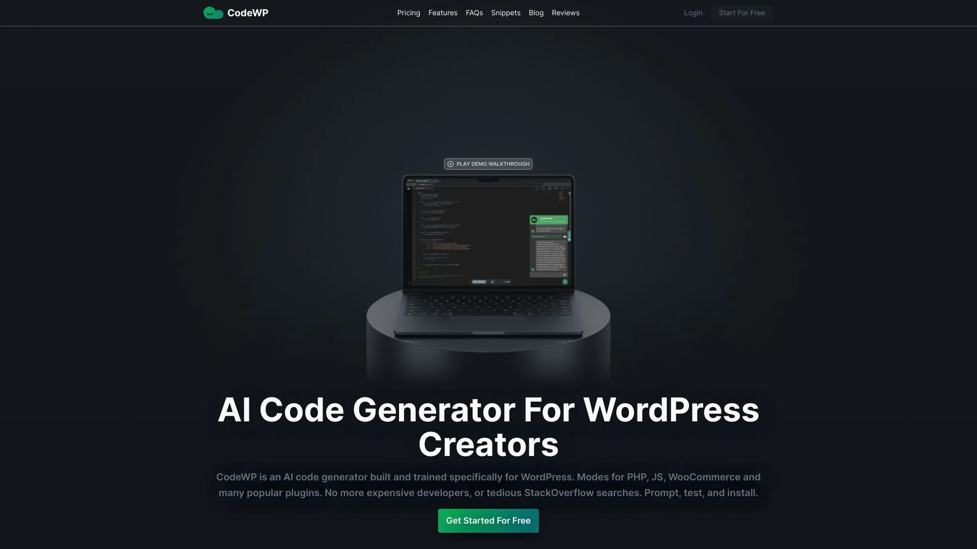 CodeWP - AI WordPress Code Generator & Assistant website preview